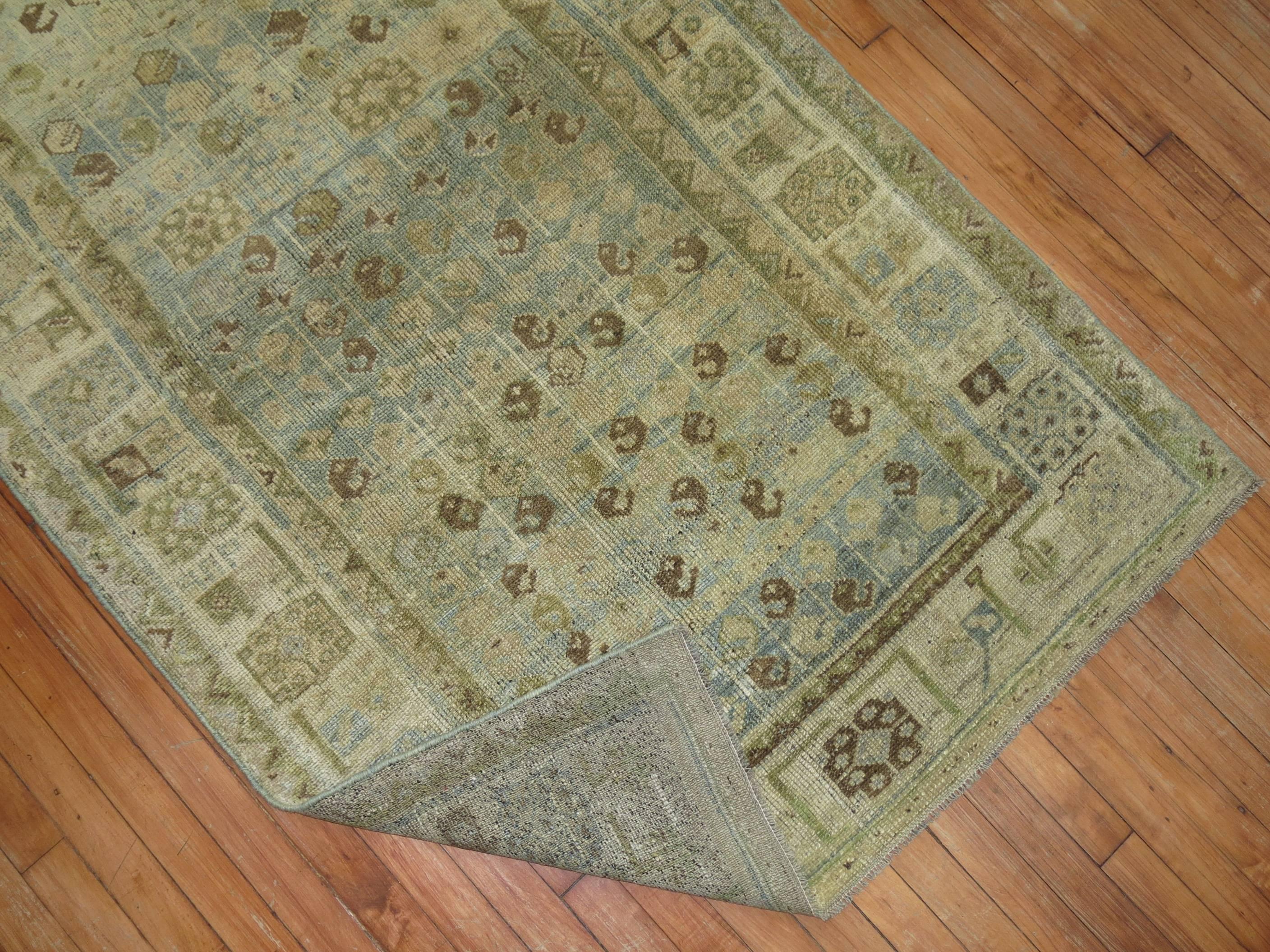 Wool Sky Ocean Blue Persian Malayer Accent 20th Century Rugs