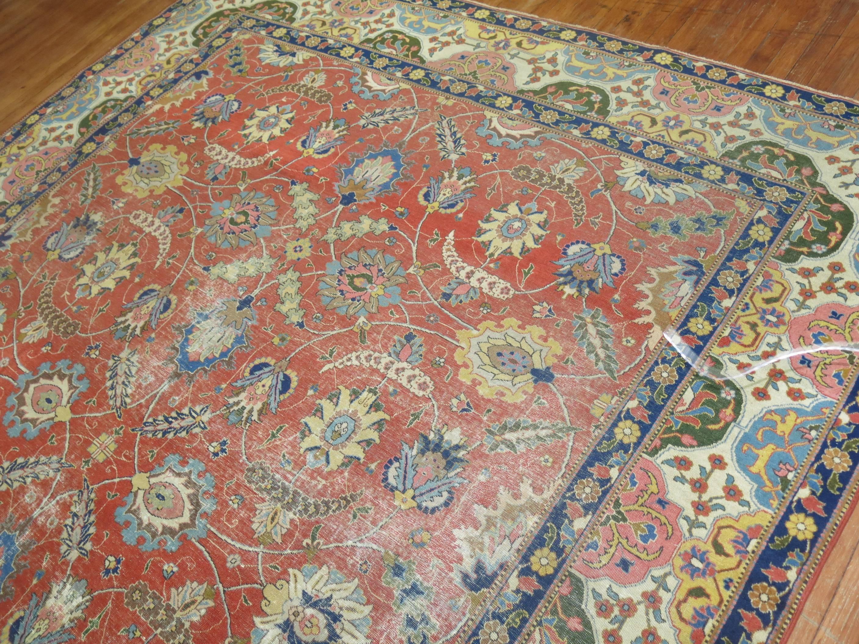 Zabihi Collection Vintage Persian Tabriz In Good Condition For Sale In New York, NY