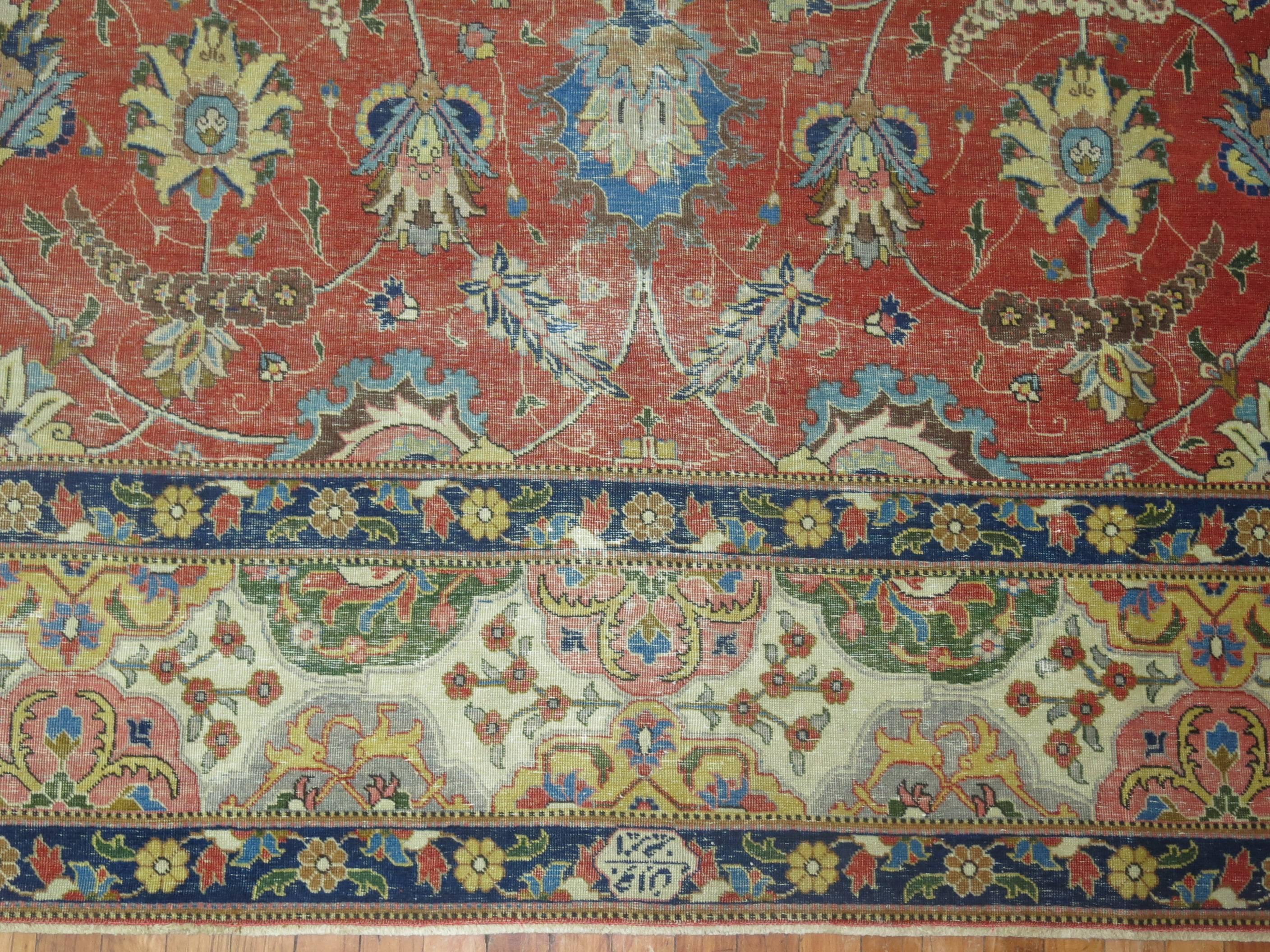 Wool Zabihi Collection Vintage Persian Tabriz For Sale