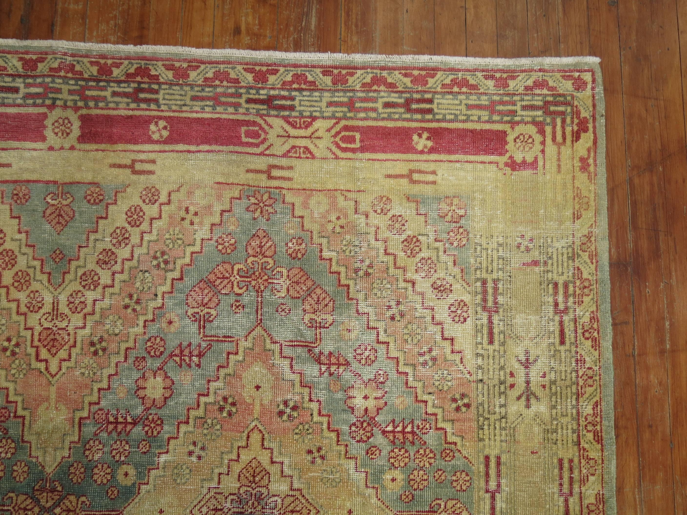 One of a kind Khotan rug with an abstract repetitive all-over design.

6'2'' x 9'9''