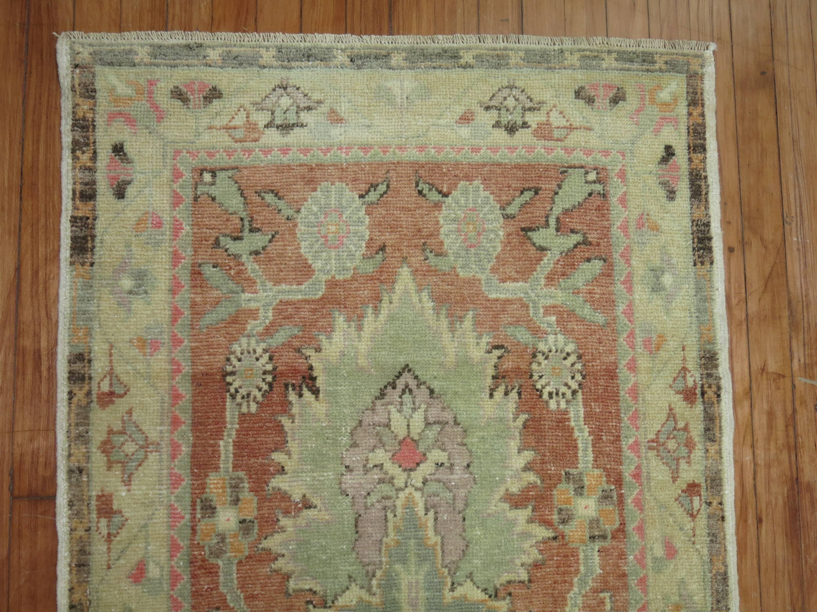 One of a kind Turkish Oushak rug.
