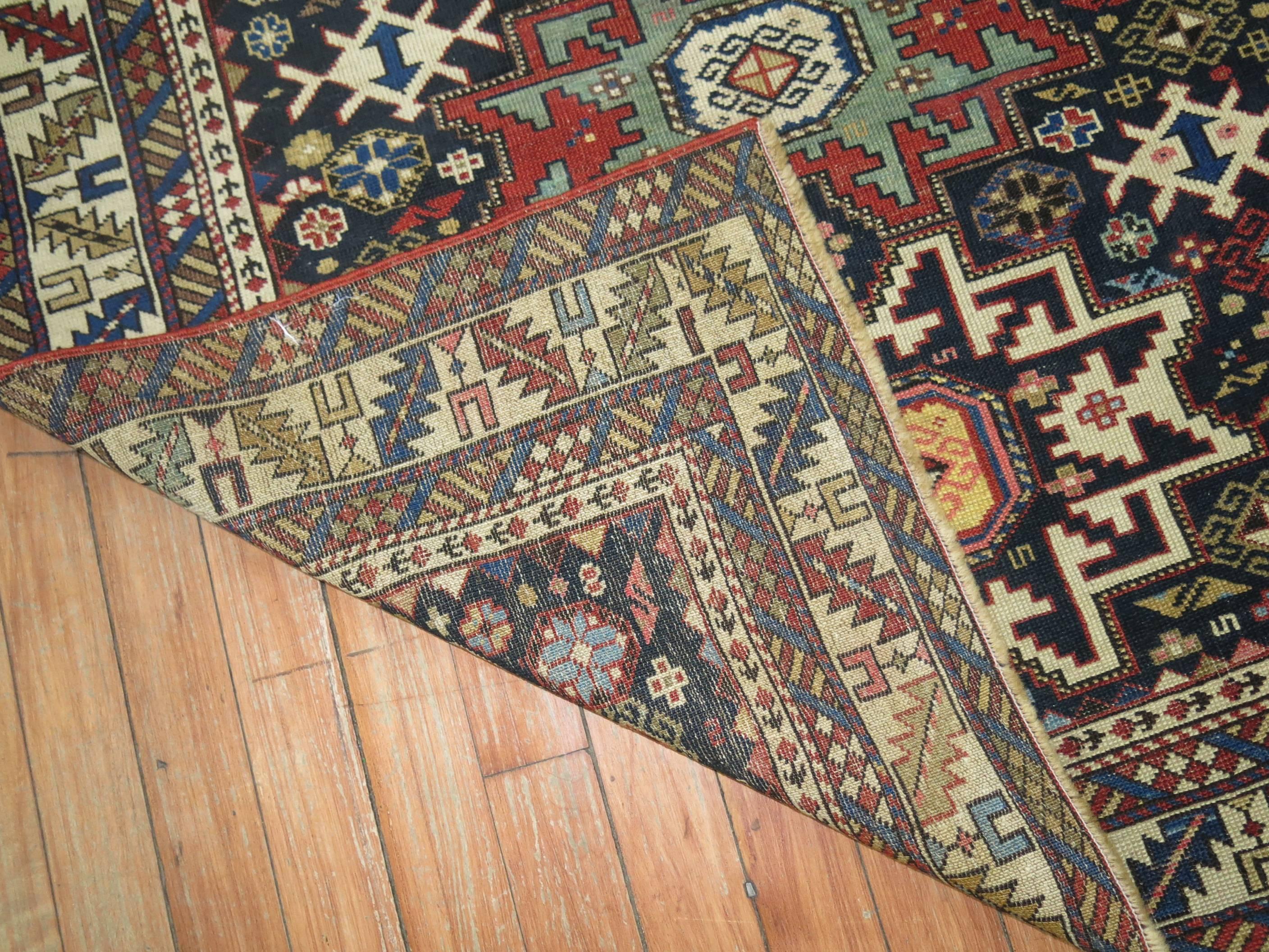 Caucasian Shirvan Square Rug In Excellent Condition In New York, NY