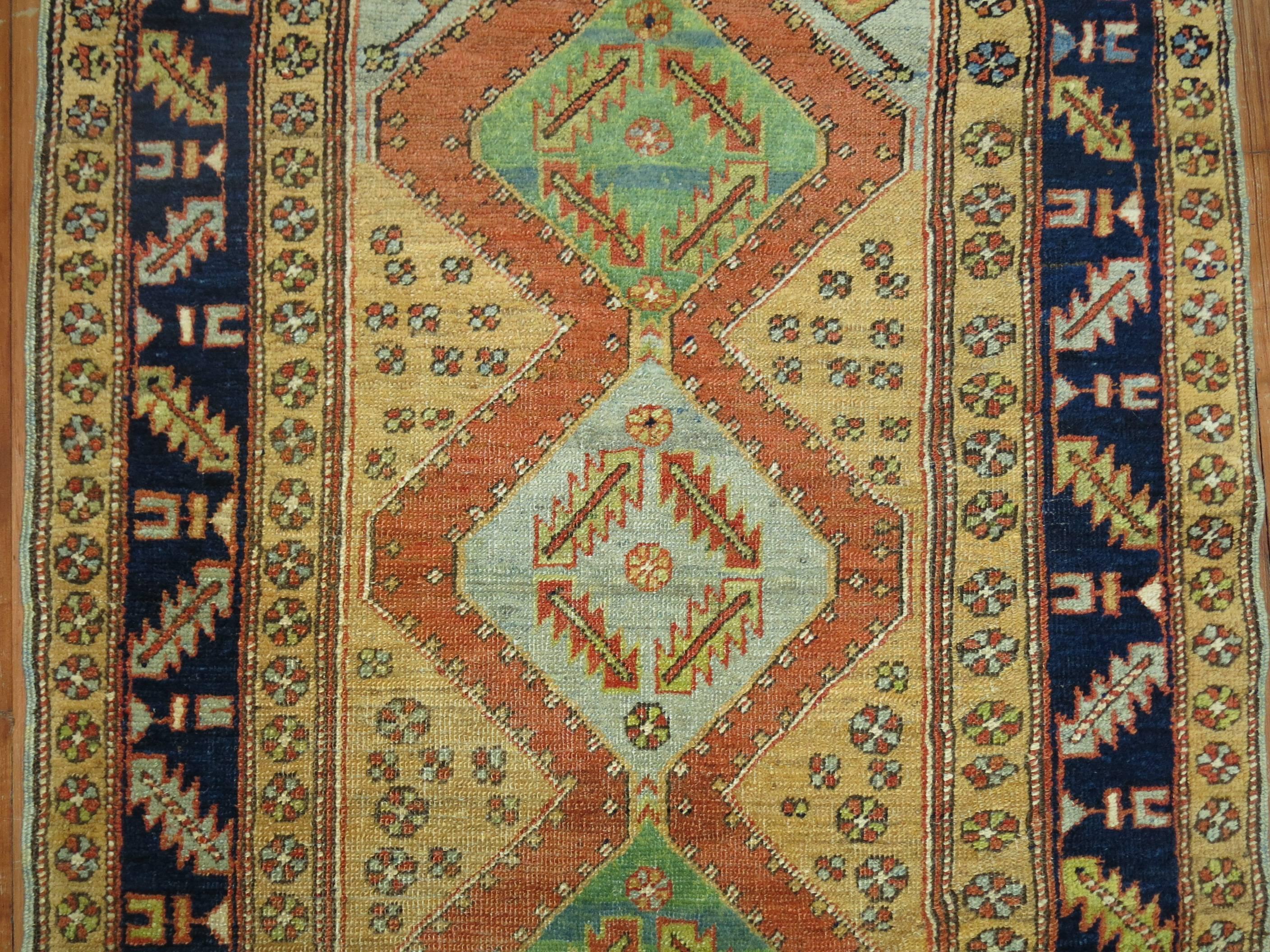 Antique Persian Heriz Rug in Bright Colors In Excellent Condition In New York, NY