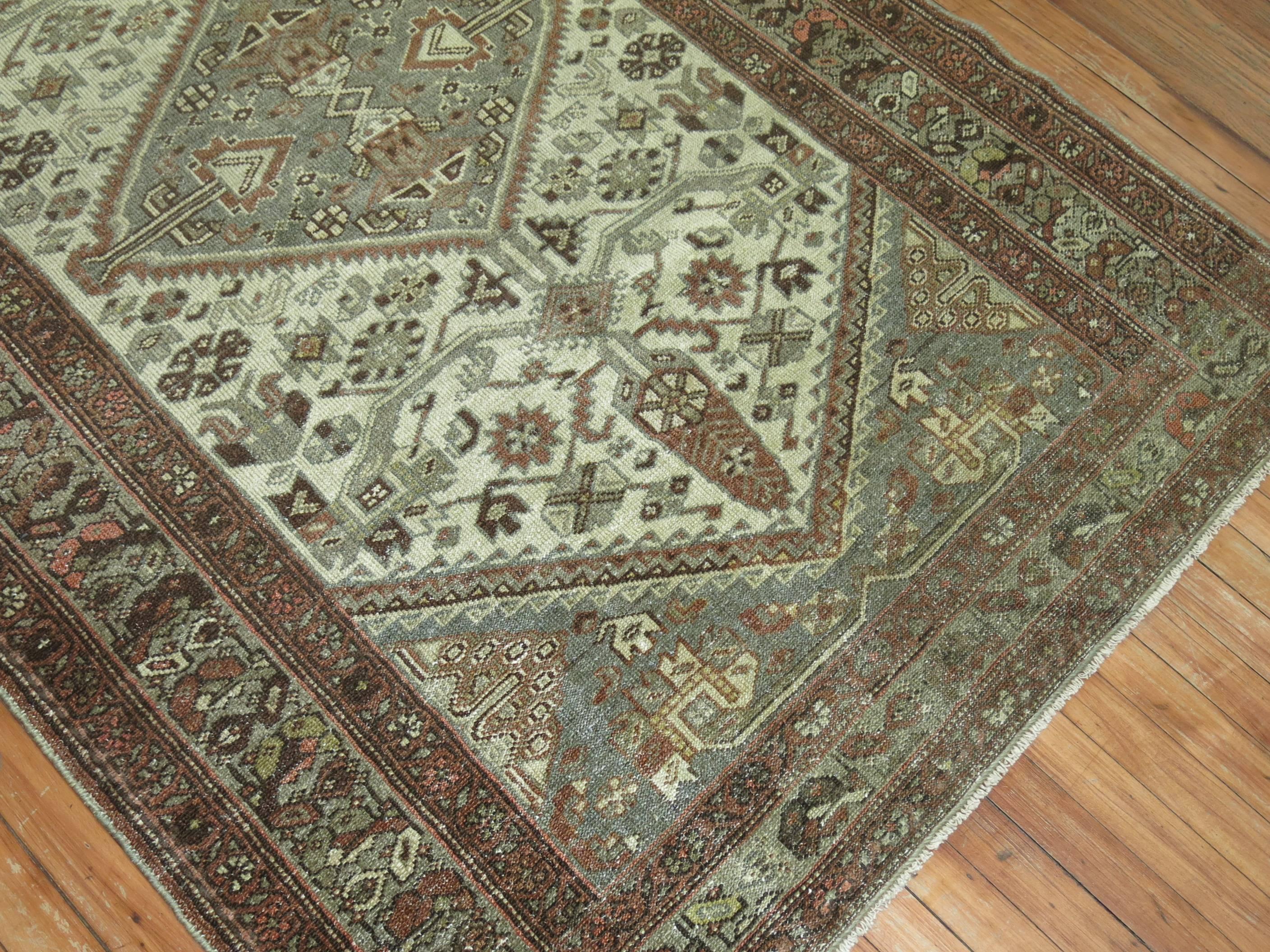 Wool Earth Tone Persian Malayer Antique Rug For Sale