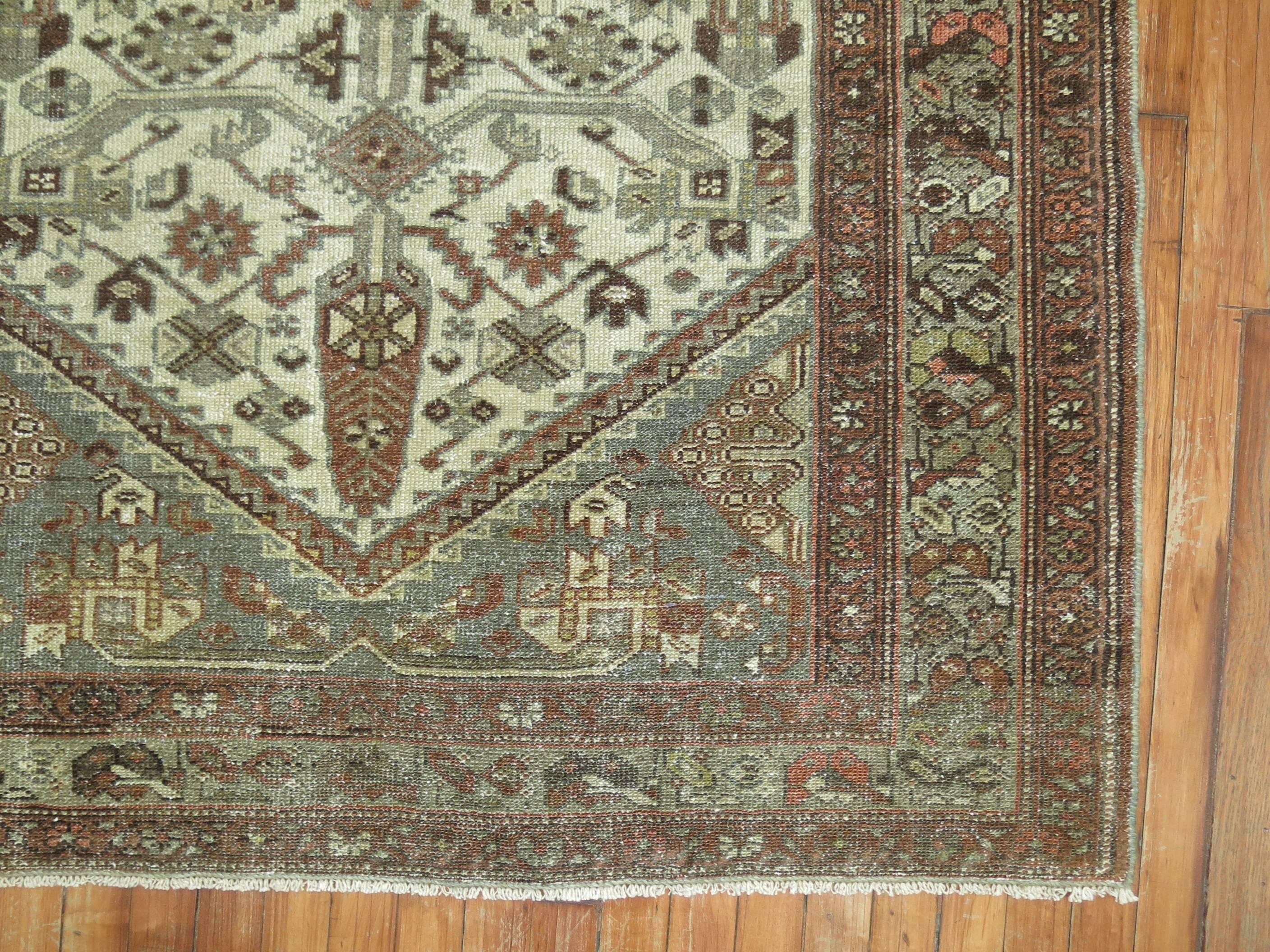 Tribal Earth Tone Persian Malayer Antique Rug For Sale