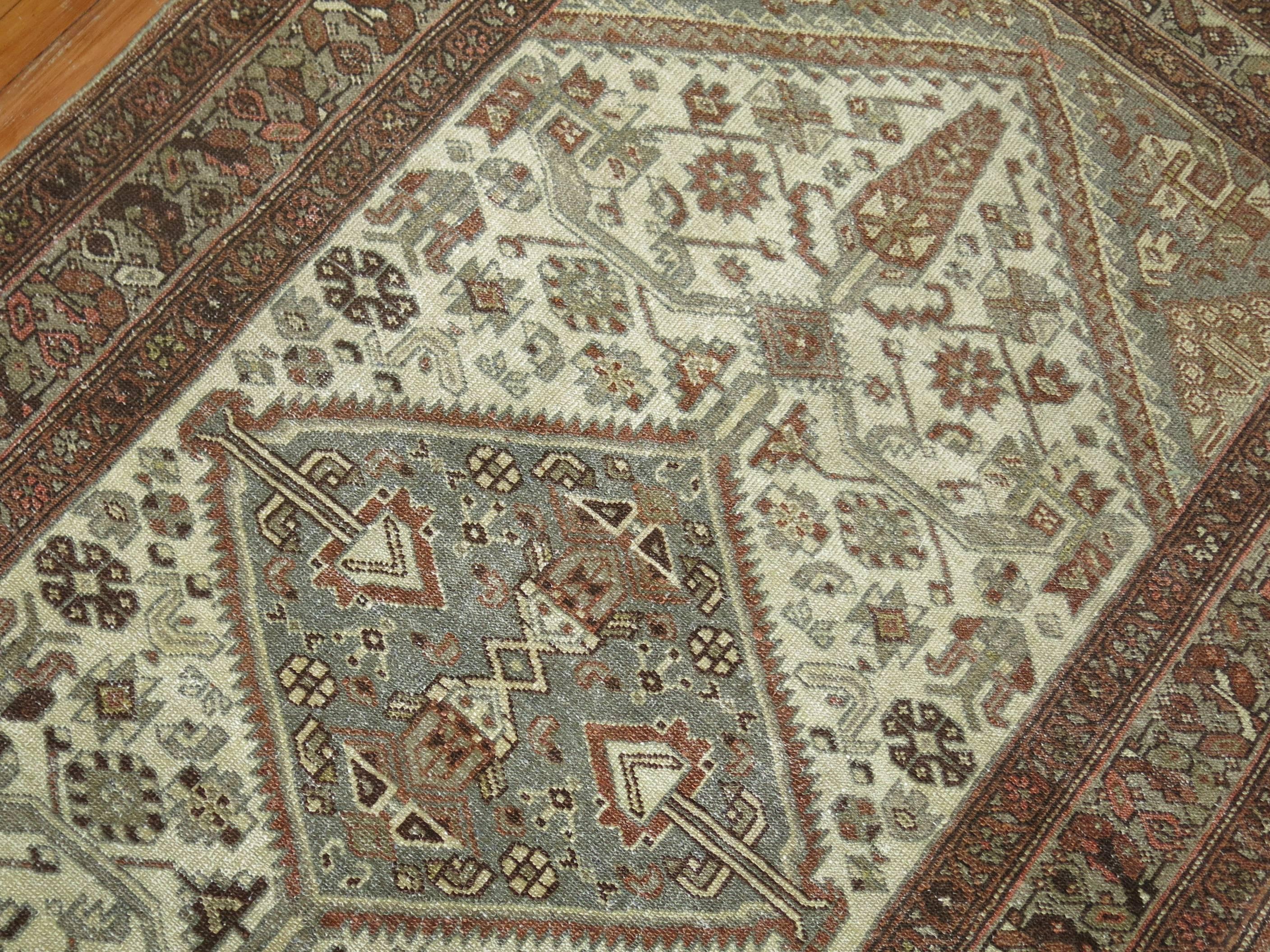 Asian Earth Tone Persian Malayer Antique Rug For Sale