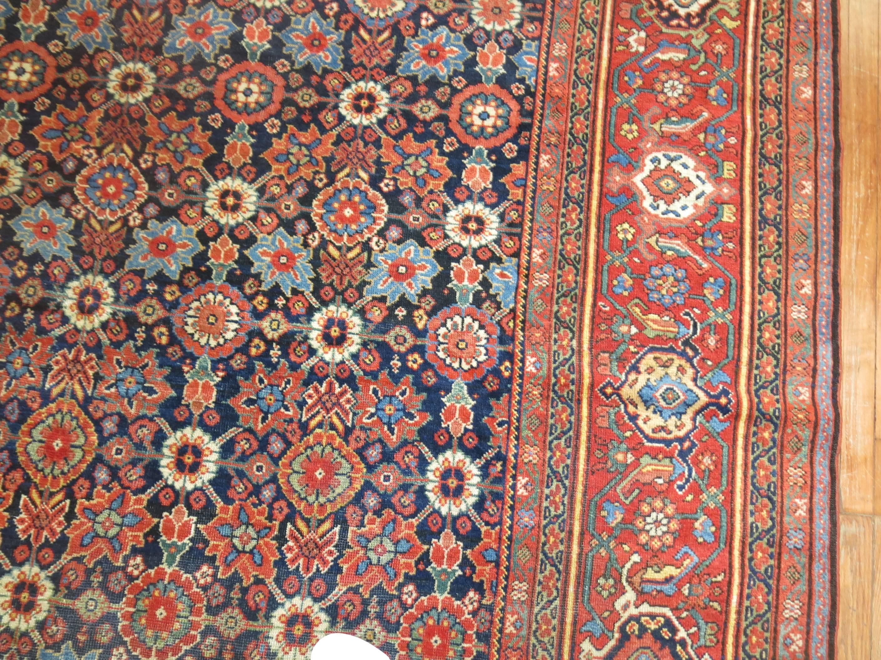 Hand-Woven Antique Persian Mahal Rug For Sale