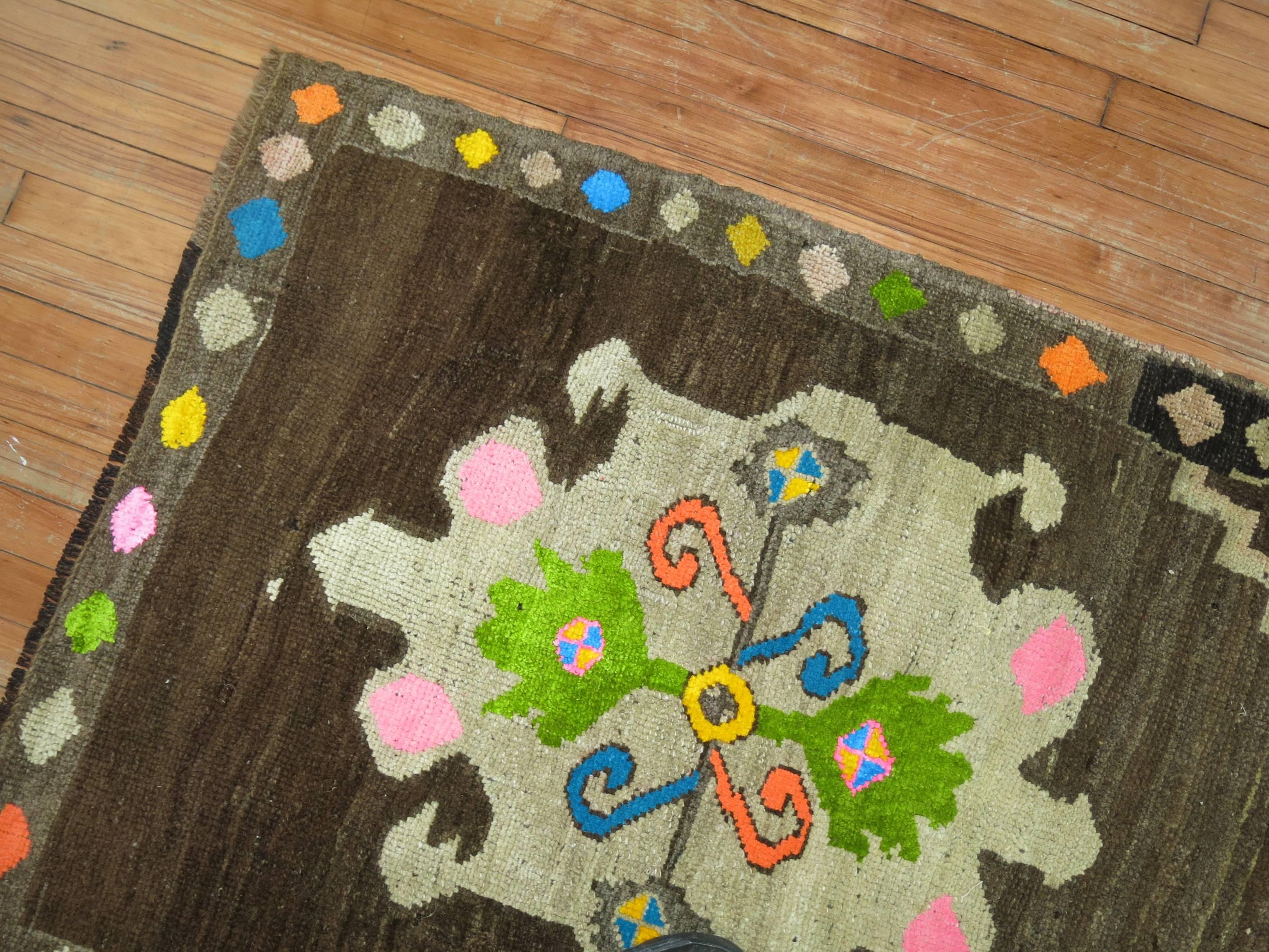 Vintage Turkish Kars Rug with Colorful Cotton Highlights In Excellent Condition In New York, NY