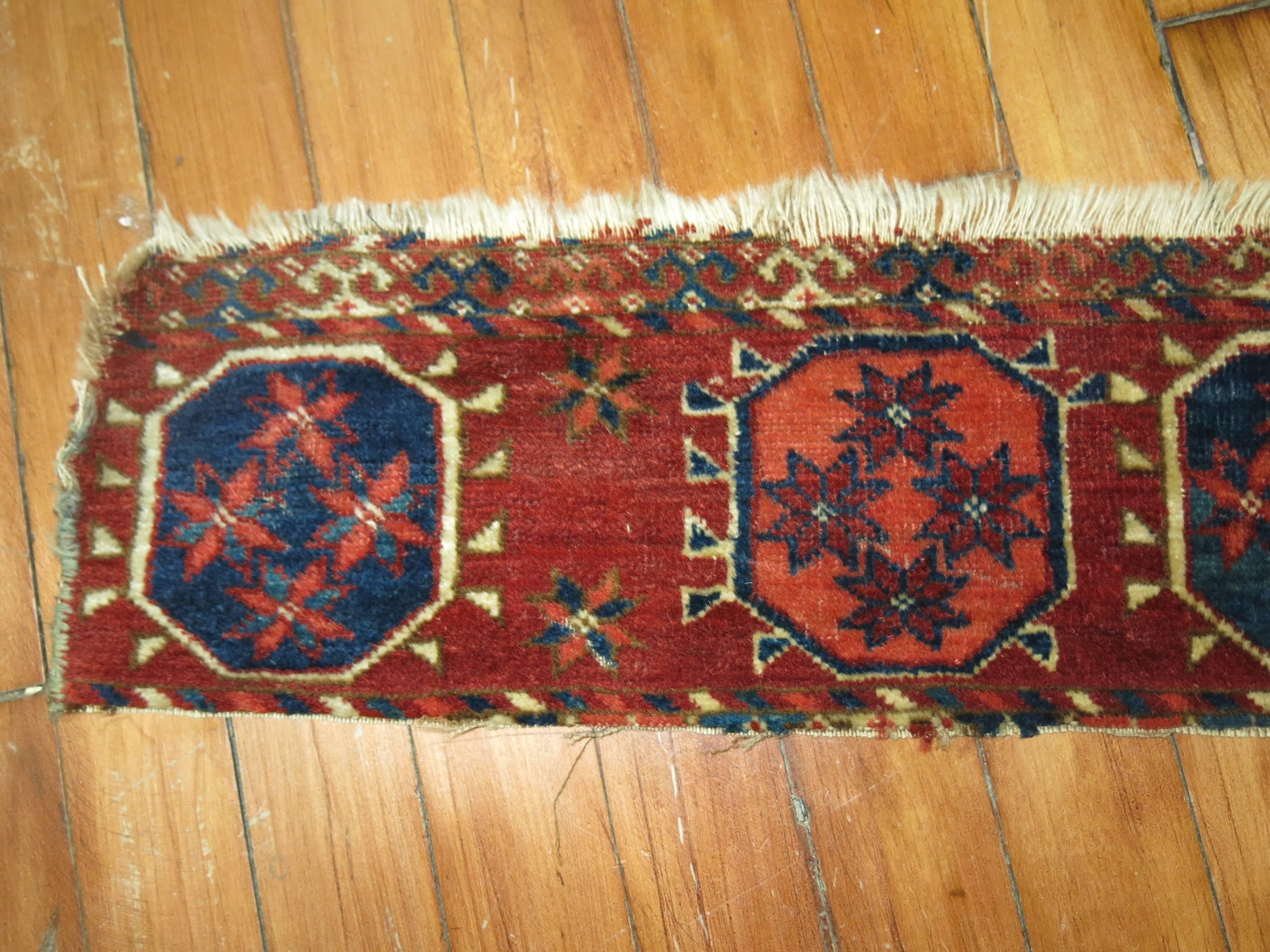 Antique Turkeman Fragment Rug In Excellent Condition In New York, NY