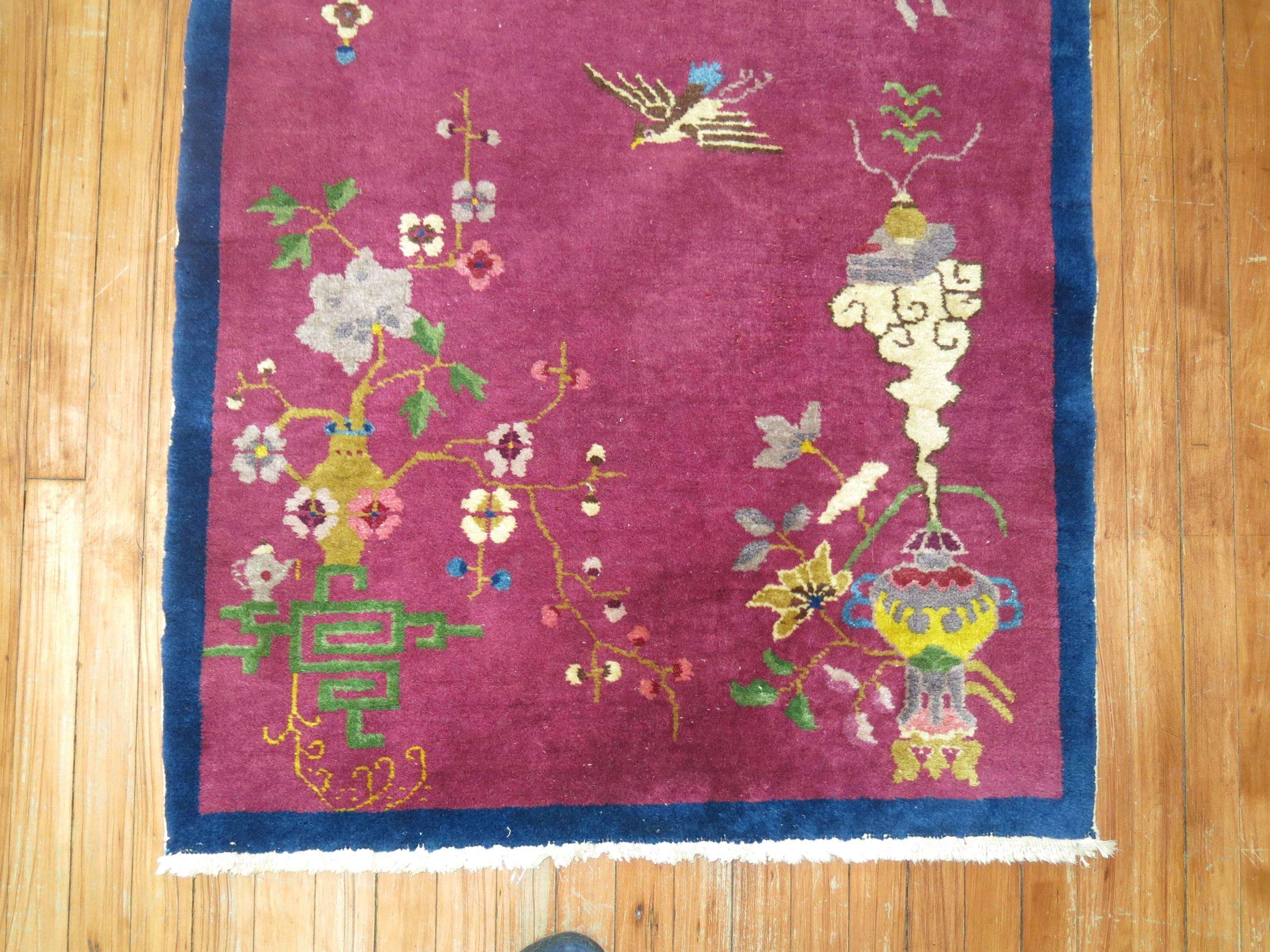 Hand-Woven Vintage Chinese Art Deco Rug