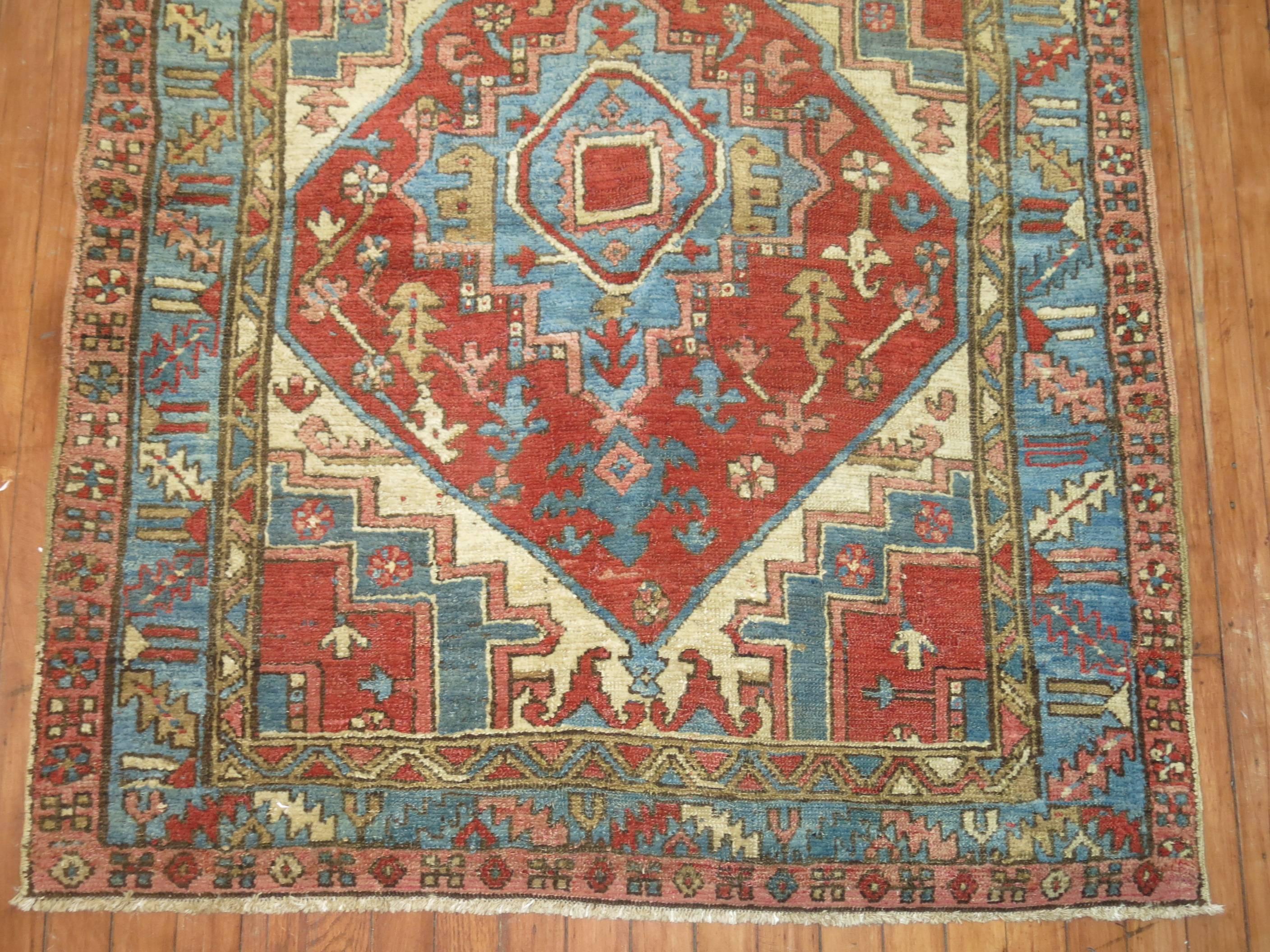 20th Century Antique Square Persian Heriz Rug