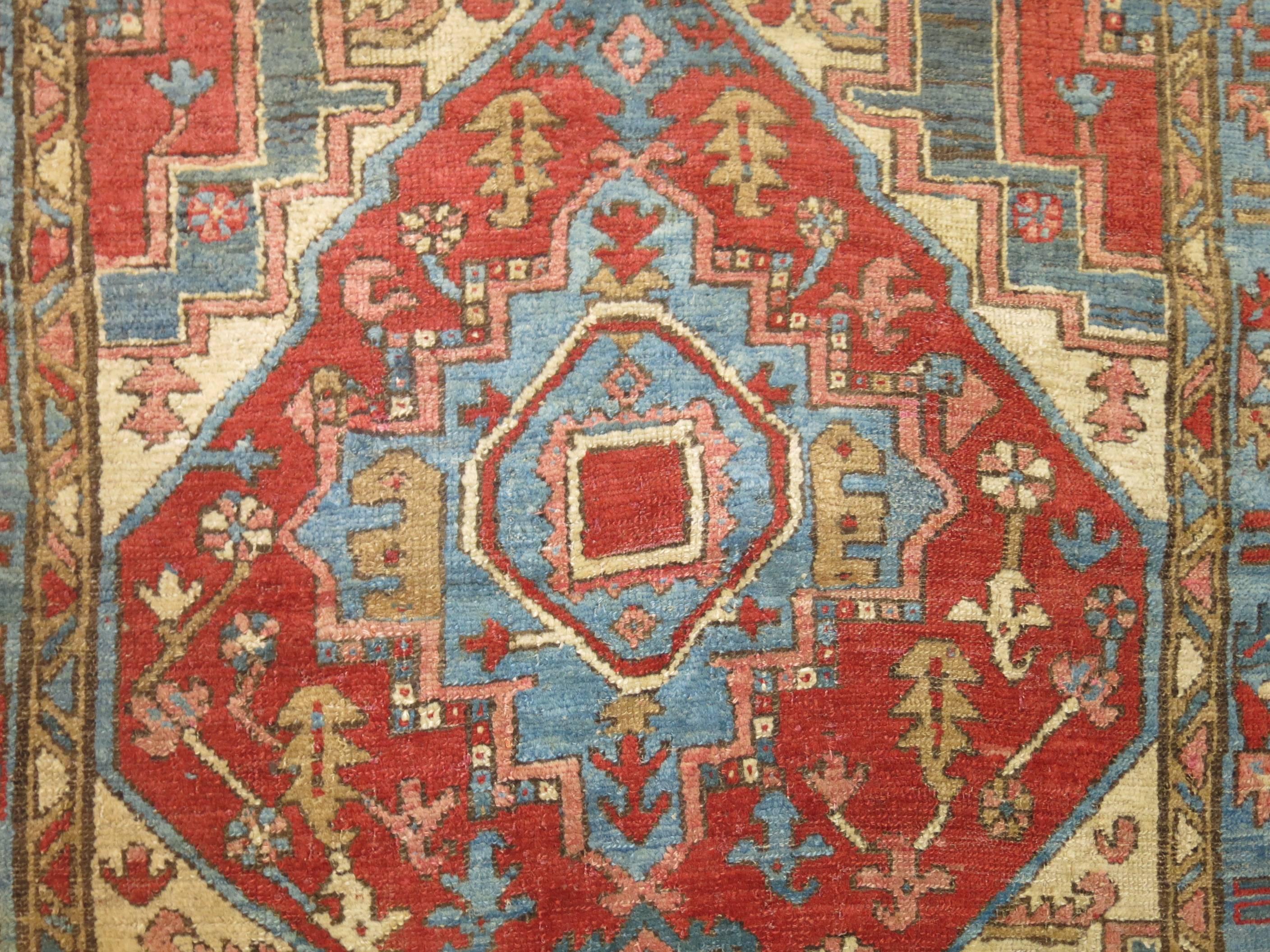 Wool Antique Square Persian Heriz Rug