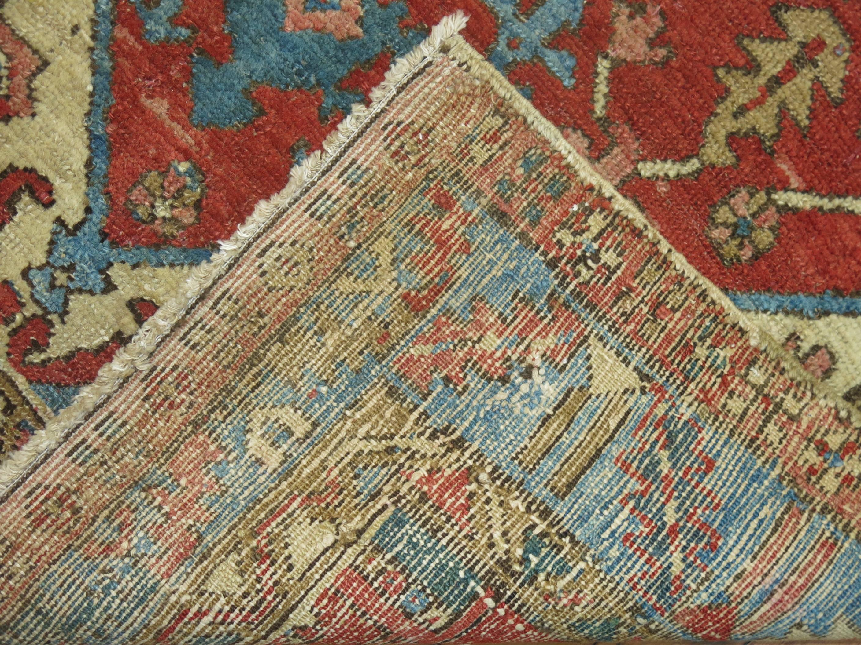 Hand-Woven Antique Square Persian Heriz Rug