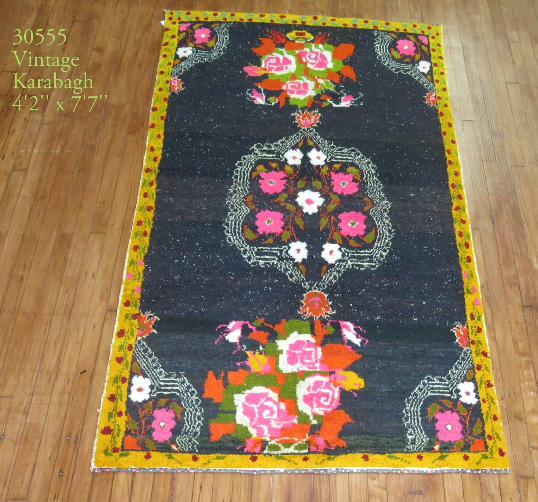 Hand-Woven Vintage Karabagh Rug