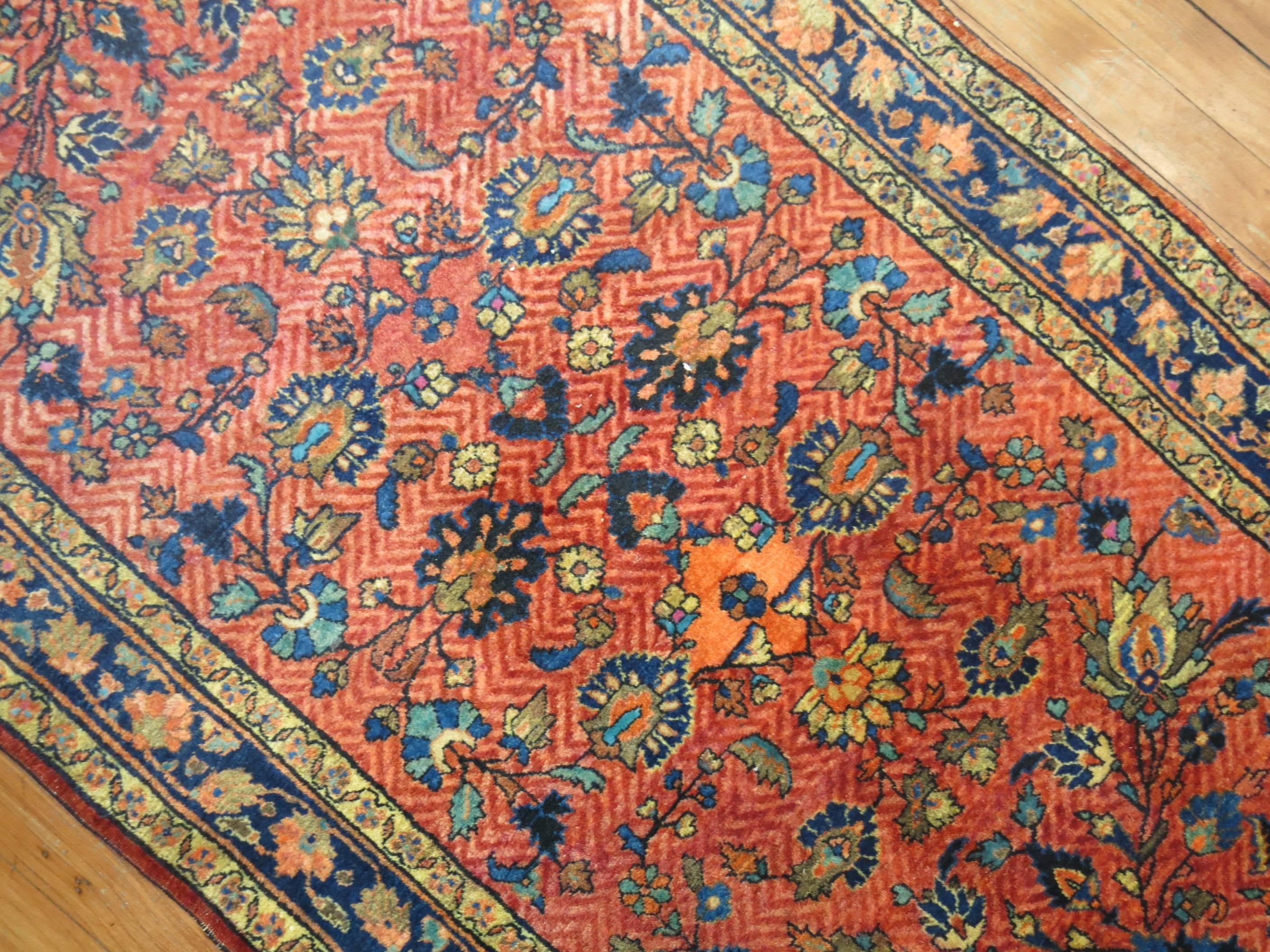 Hand-Woven Traditional Antique Persian Sarouk Runner