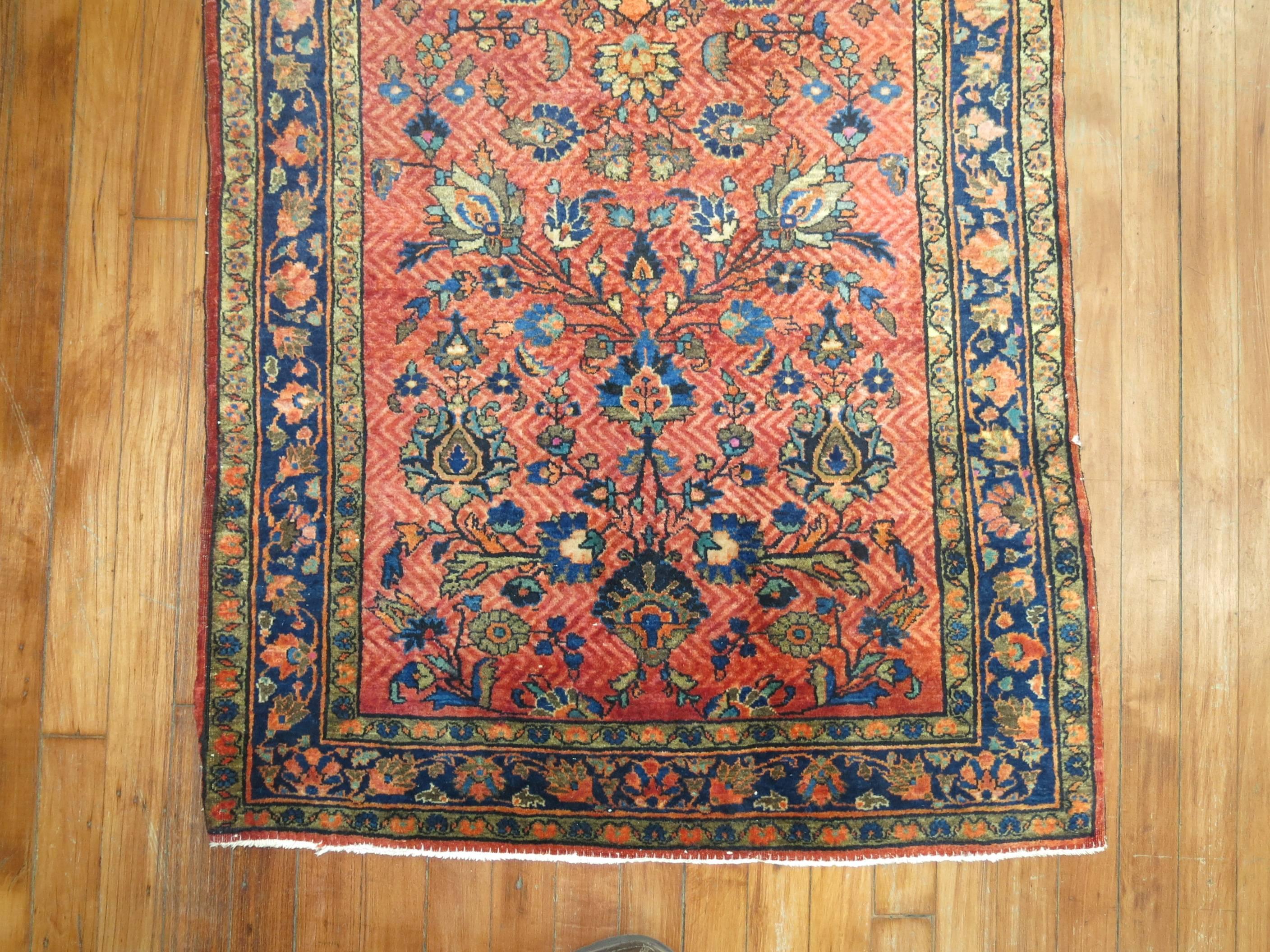 Wool Traditional Antique Persian Sarouk Runner