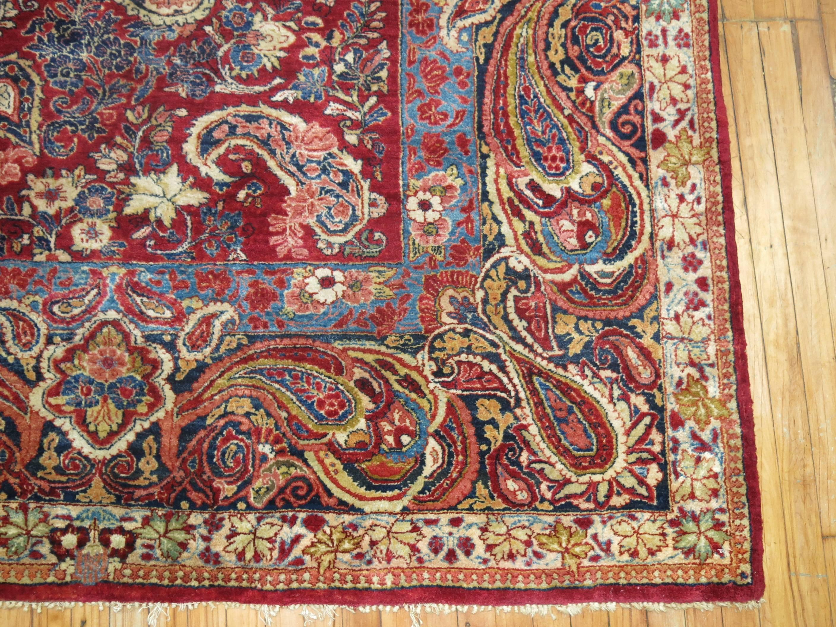20th Century Antique Square Persian Sarouk Rug For Sale
