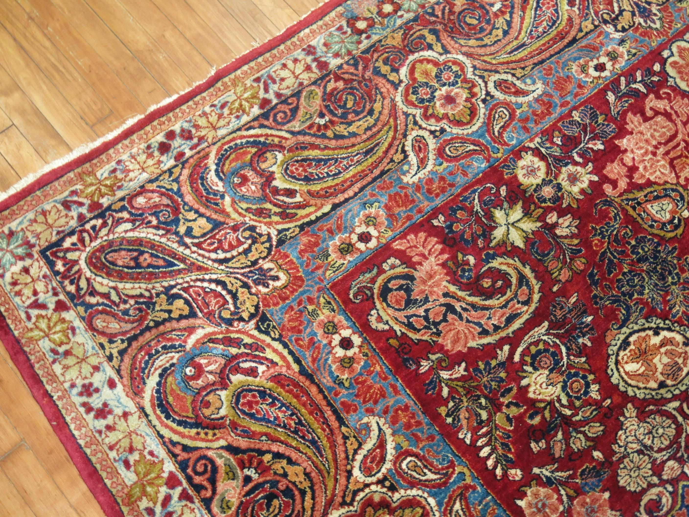 Hand-Woven Antique Square Persian Sarouk Rug For Sale