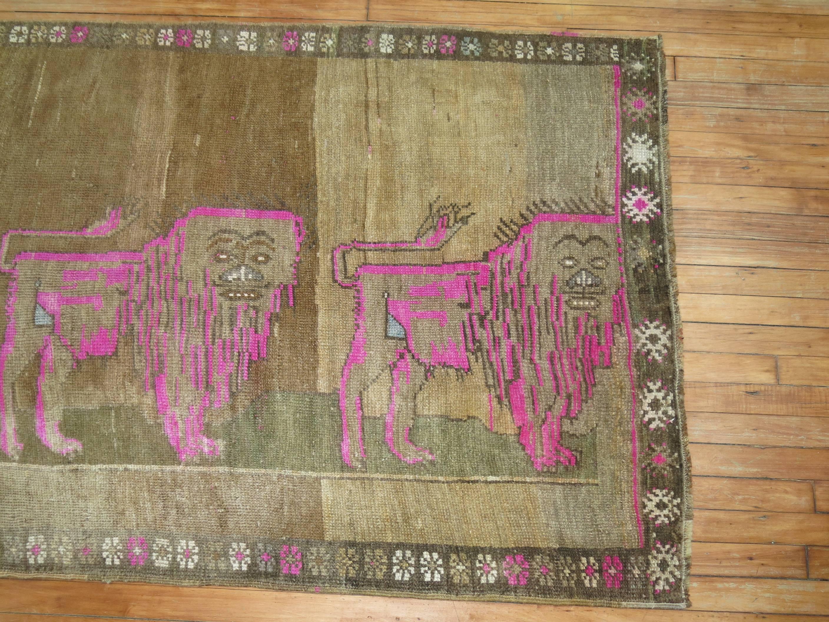 Zabihi Collection Lion Turkish Runner For Sale 1