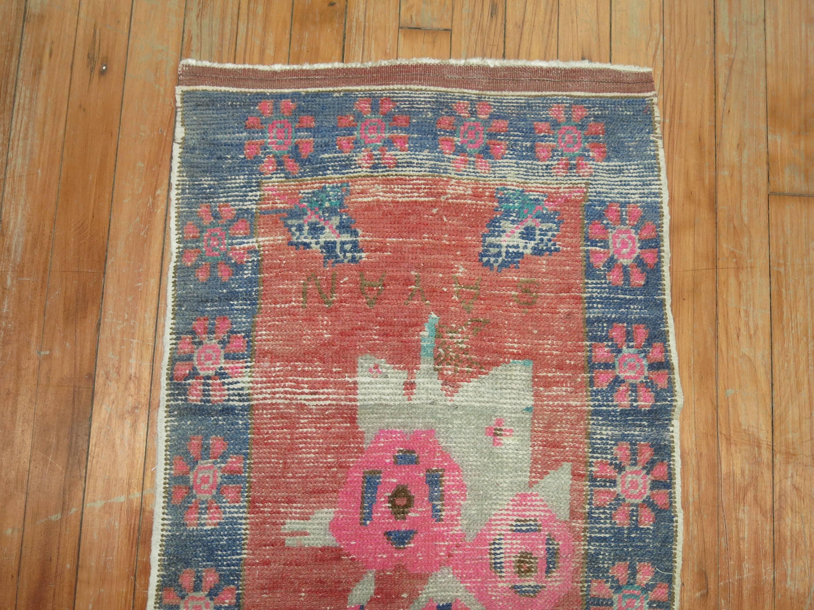 Hand-Knotted Zabihi Collection 1965 Turkish Floral Narrow Runner  For Sale