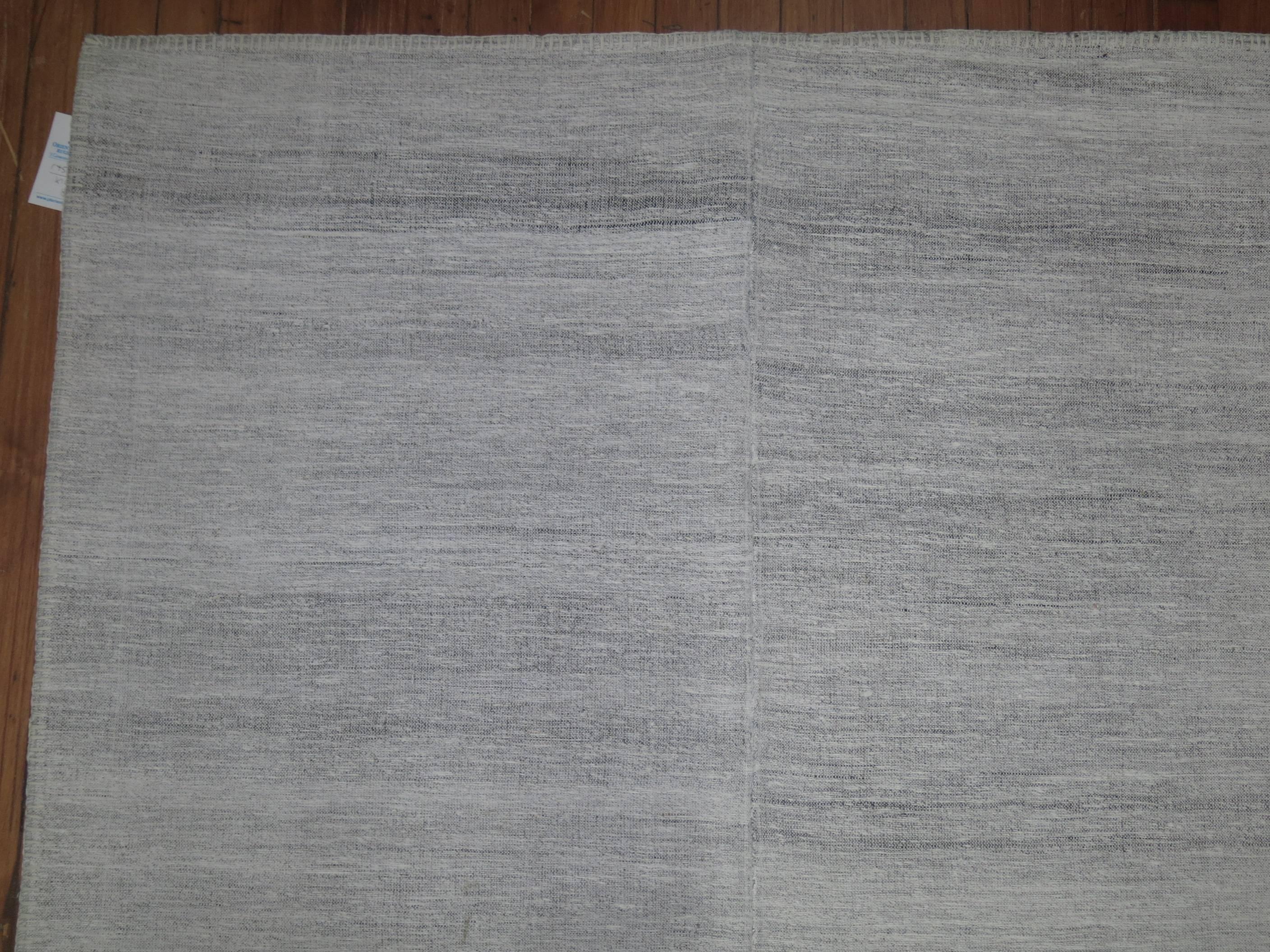 A one of a kind Room size Modern Turkish Kilim in clear white and grays

8'2'' x 12'4''