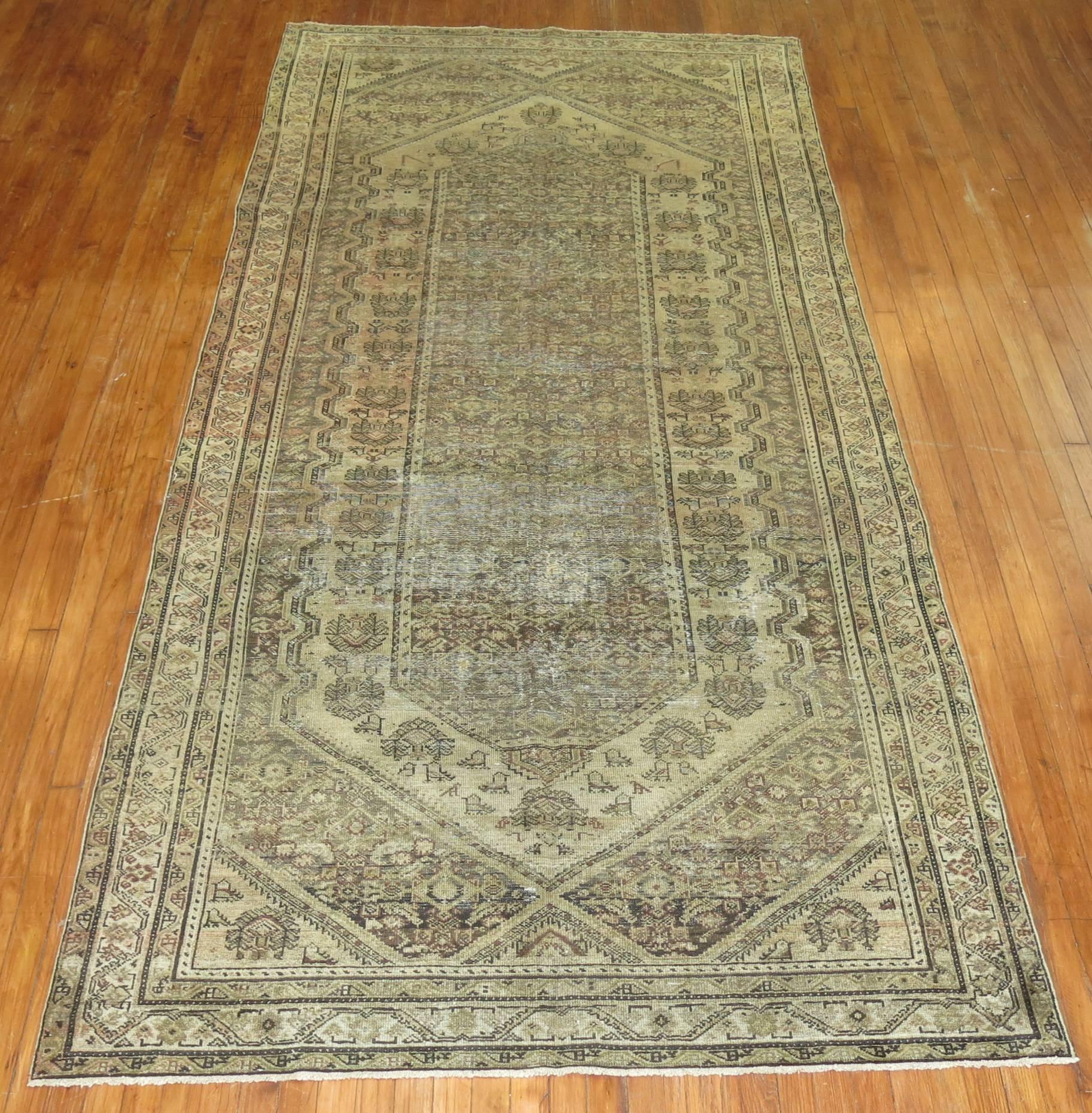 Hand-Knotted Shabby Chic Persian Malayer Rug For Sale