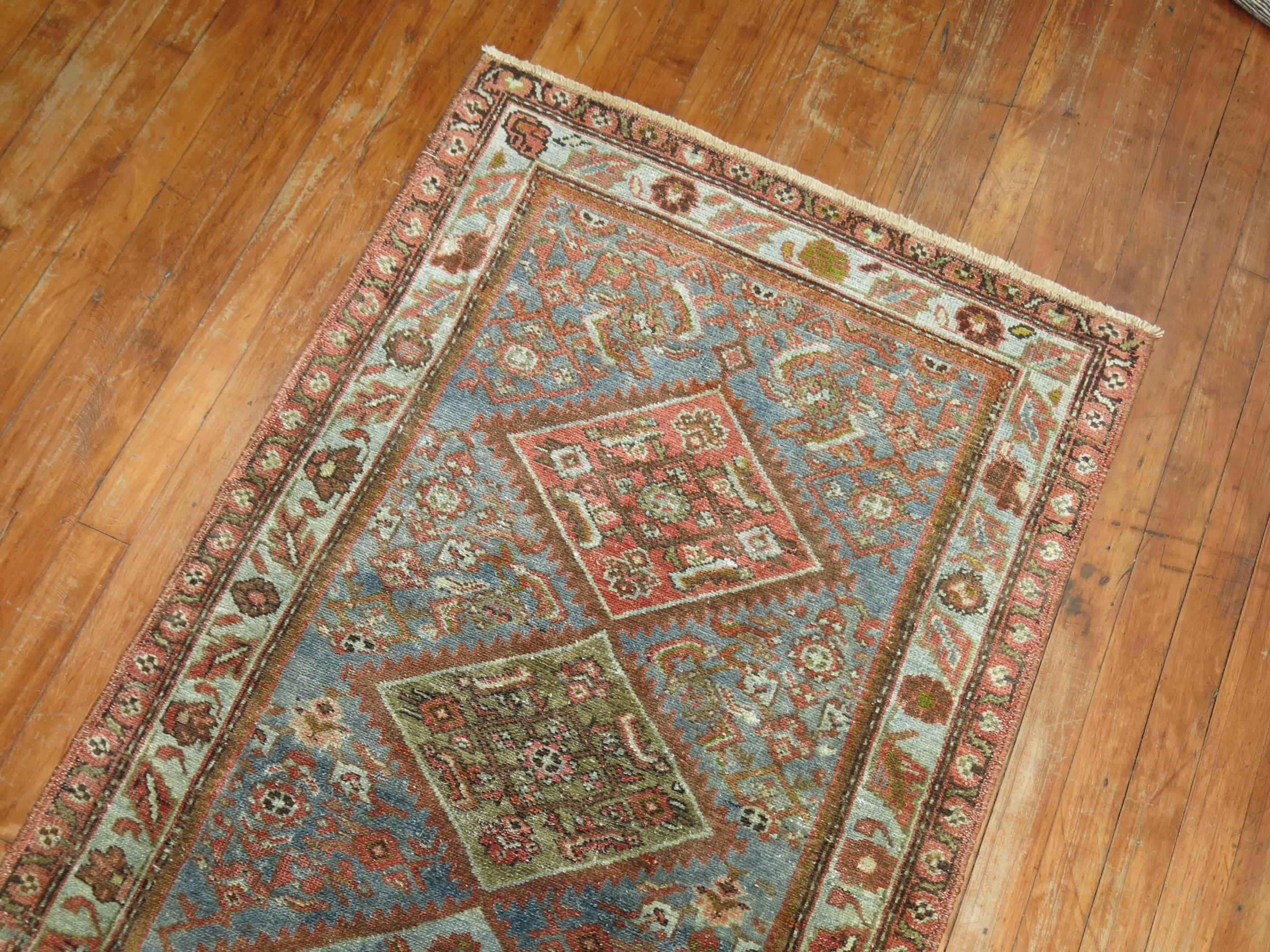 Geometric Persian Malayer Tribal Runner In Good Condition In New York, NY
