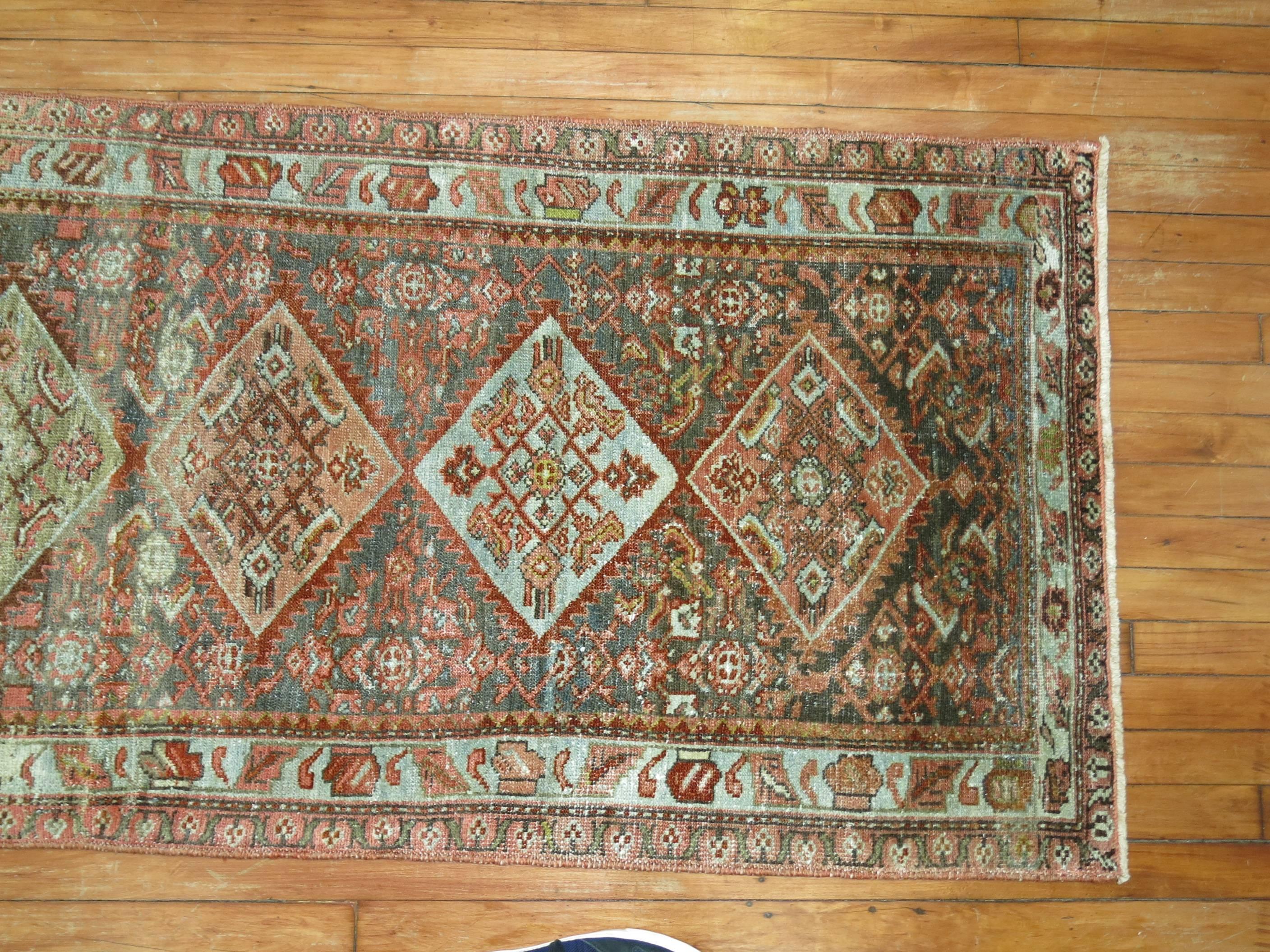 Hand-Woven Geometric Persian Malayer Tribal Runner