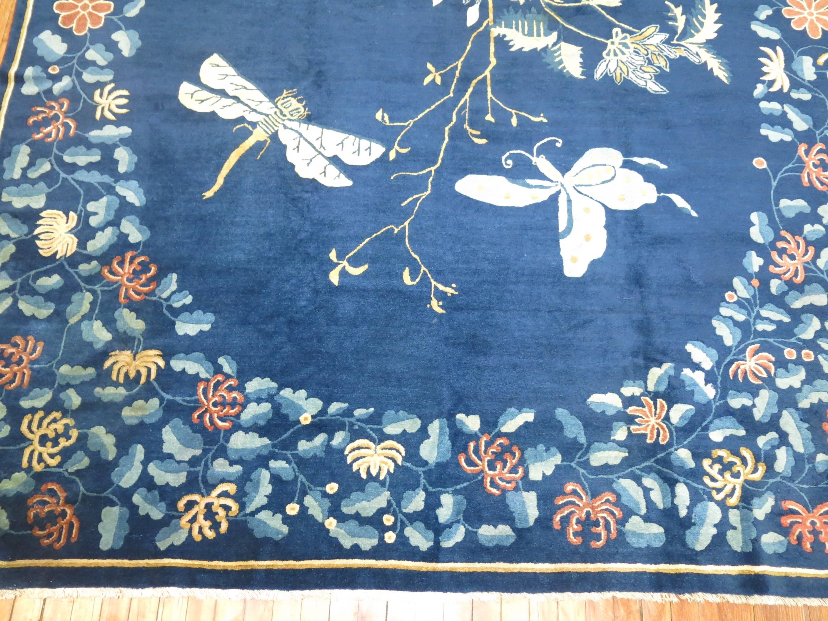 Butterfly Antique Chinese Peking Rug In Excellent Condition In New York, NY