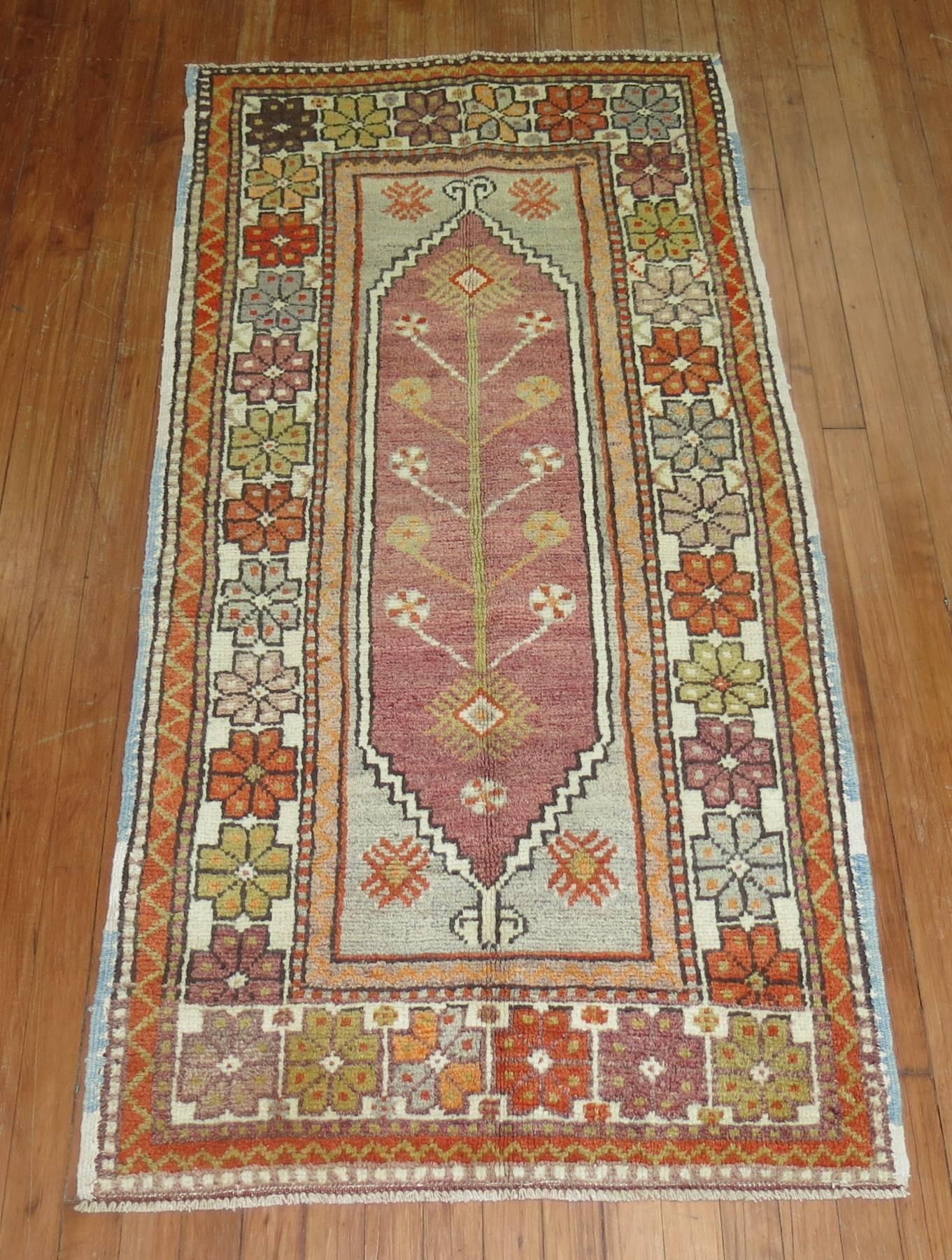 One of a kind vintage turkish anatolian small runner