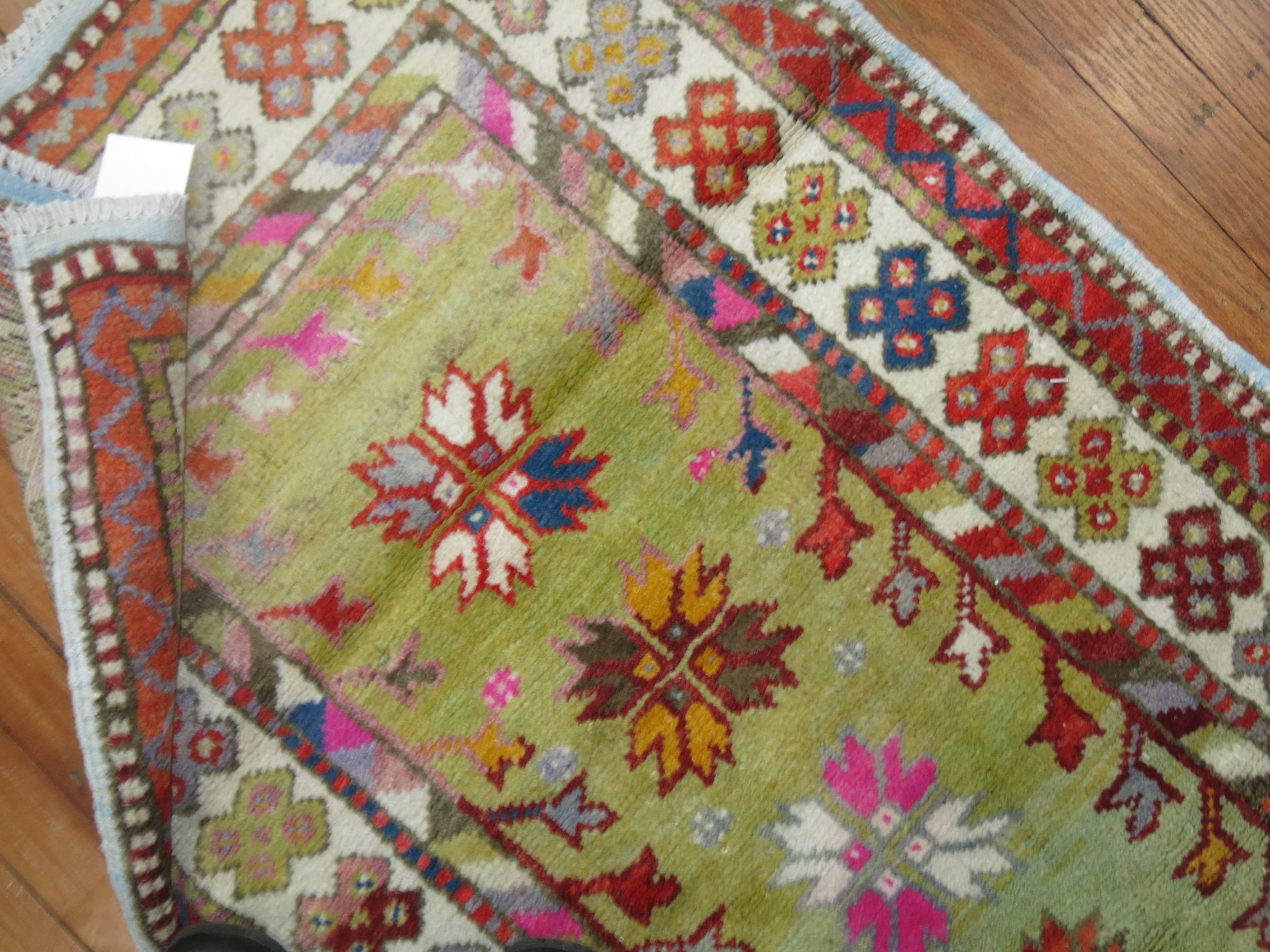 One of a kind vintage turkish anatolian rug in bright colors