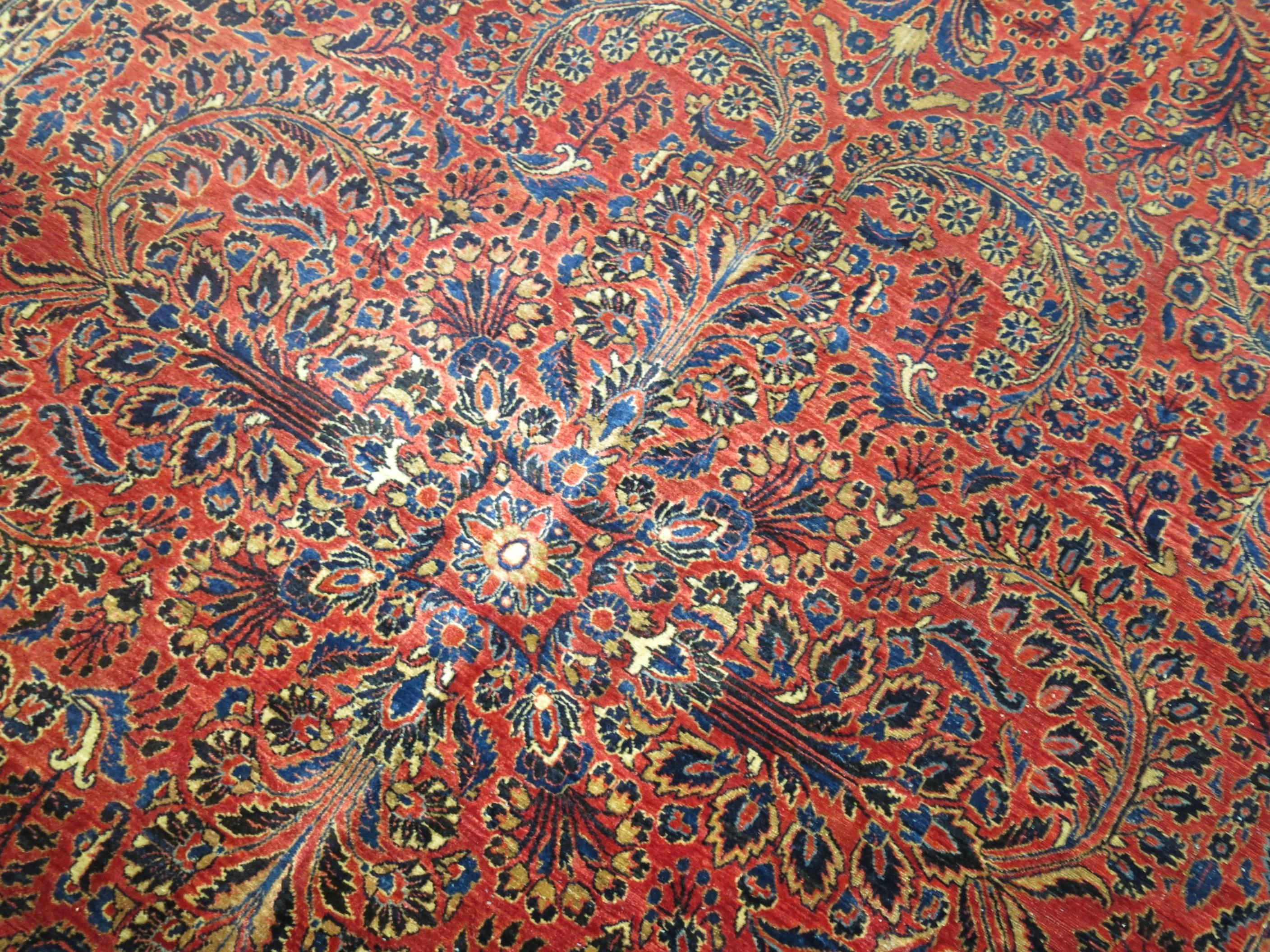 Early 20th Century Zabihi Collection Room SizeAntique Persian Sarouk Rug For Sale