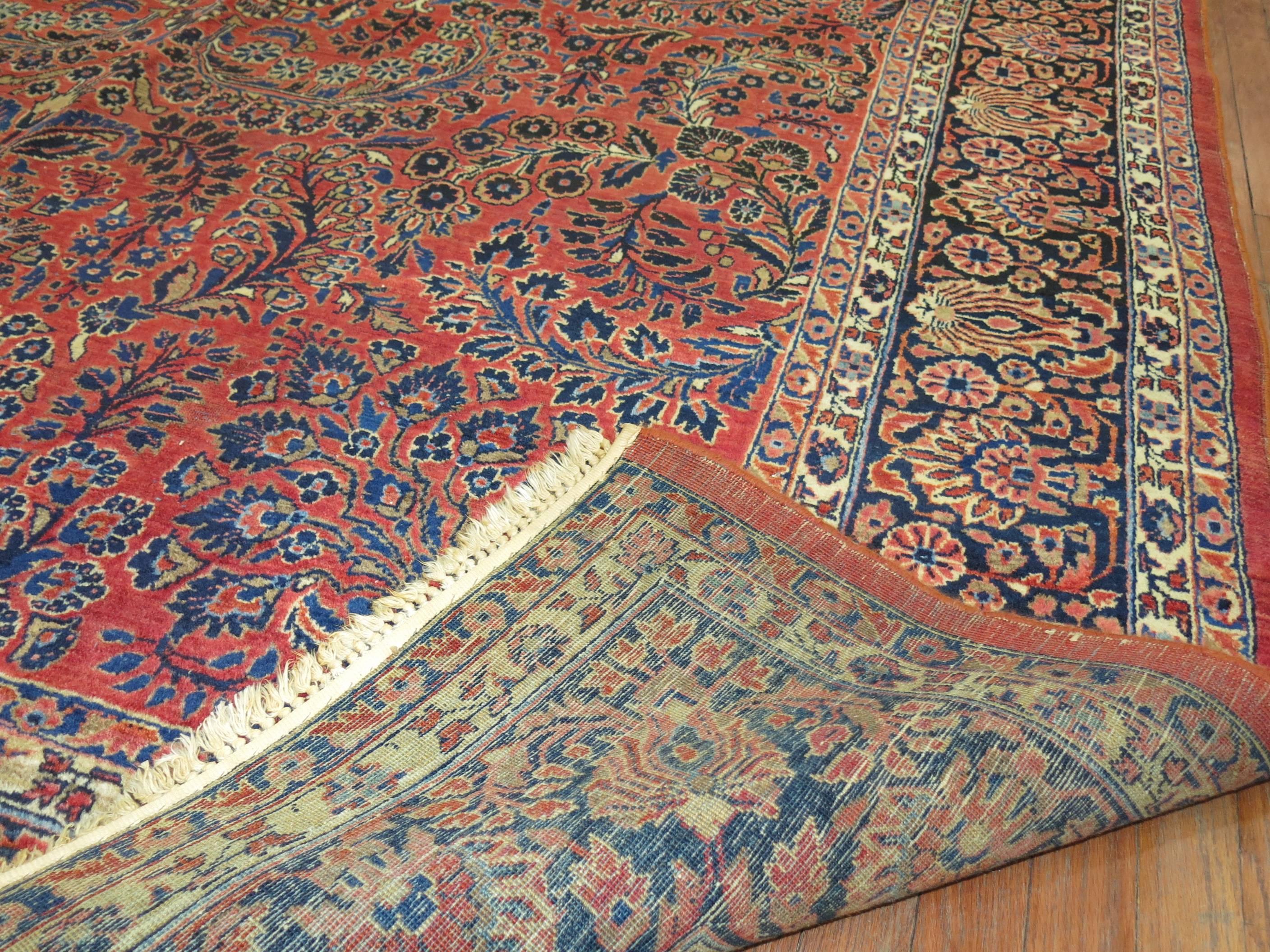 Zabihi Collection Room SizeAntique Persian Sarouk Rug For Sale 3