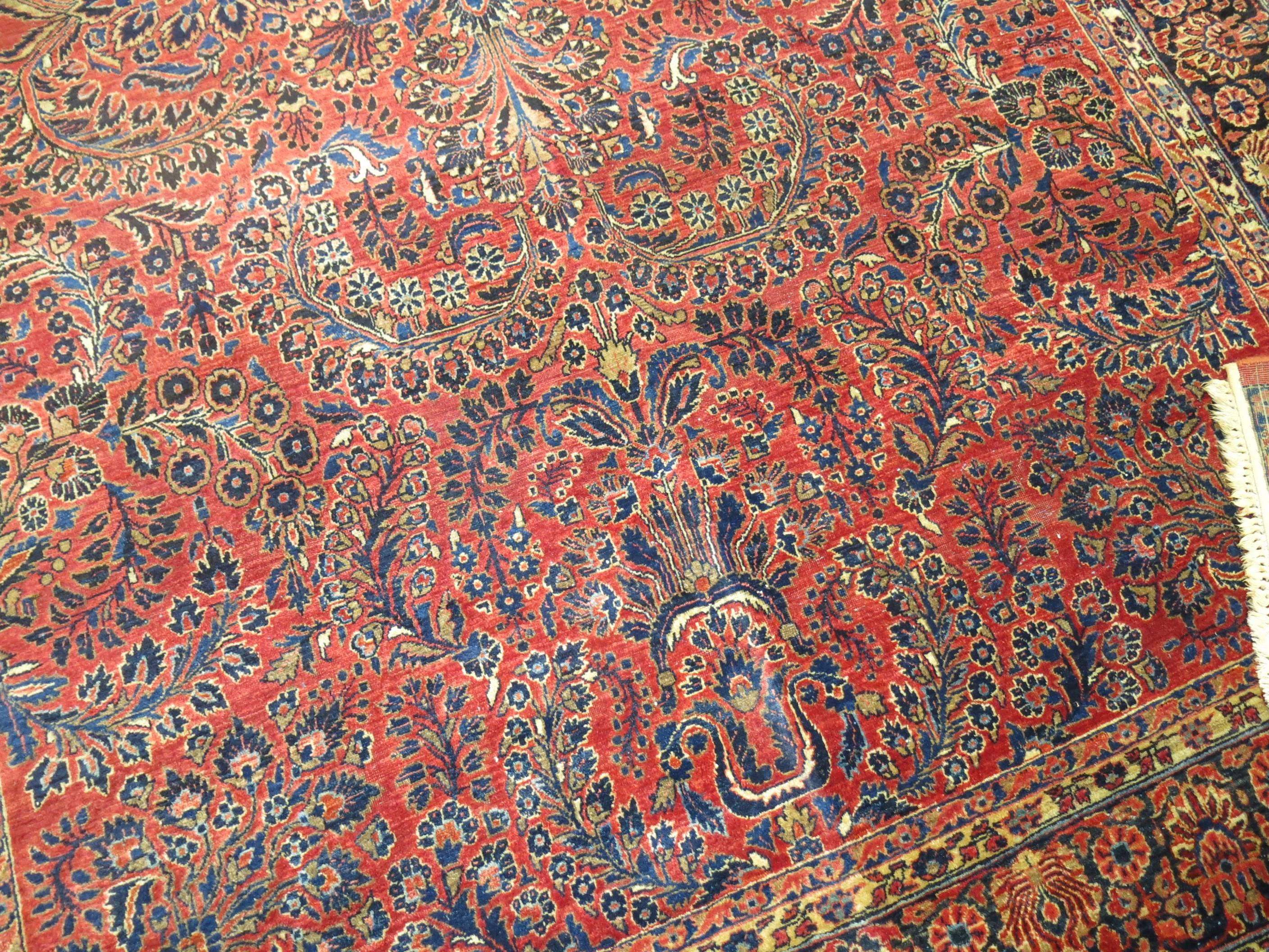 Zabihi Collection Room SizeAntique Persian Sarouk Rug For Sale 2