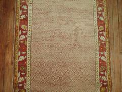 Pink Field Handwoven 20th Century Feminine Turkish Oushak Runner