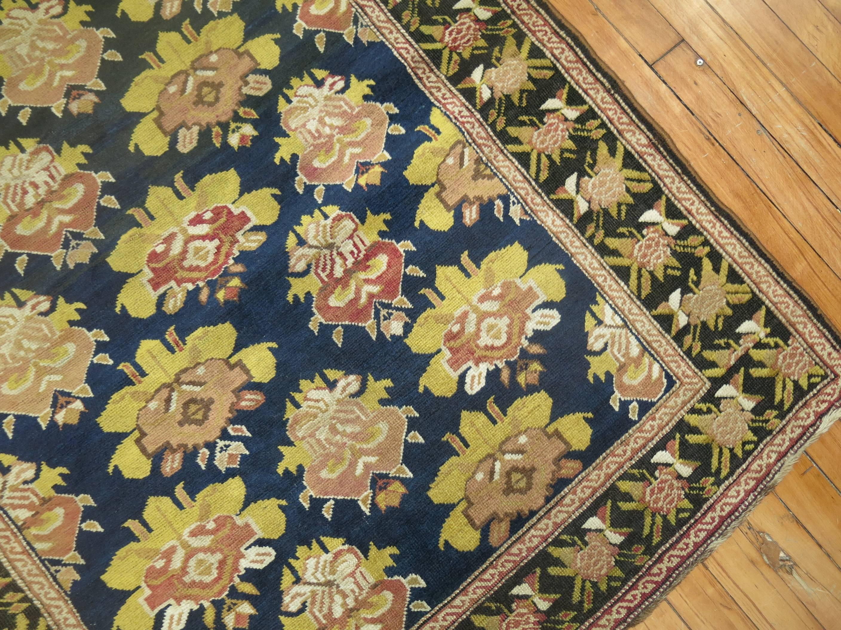 Early 20th Century Floral Long Antique Russian Karabagh Runner For Sale 2