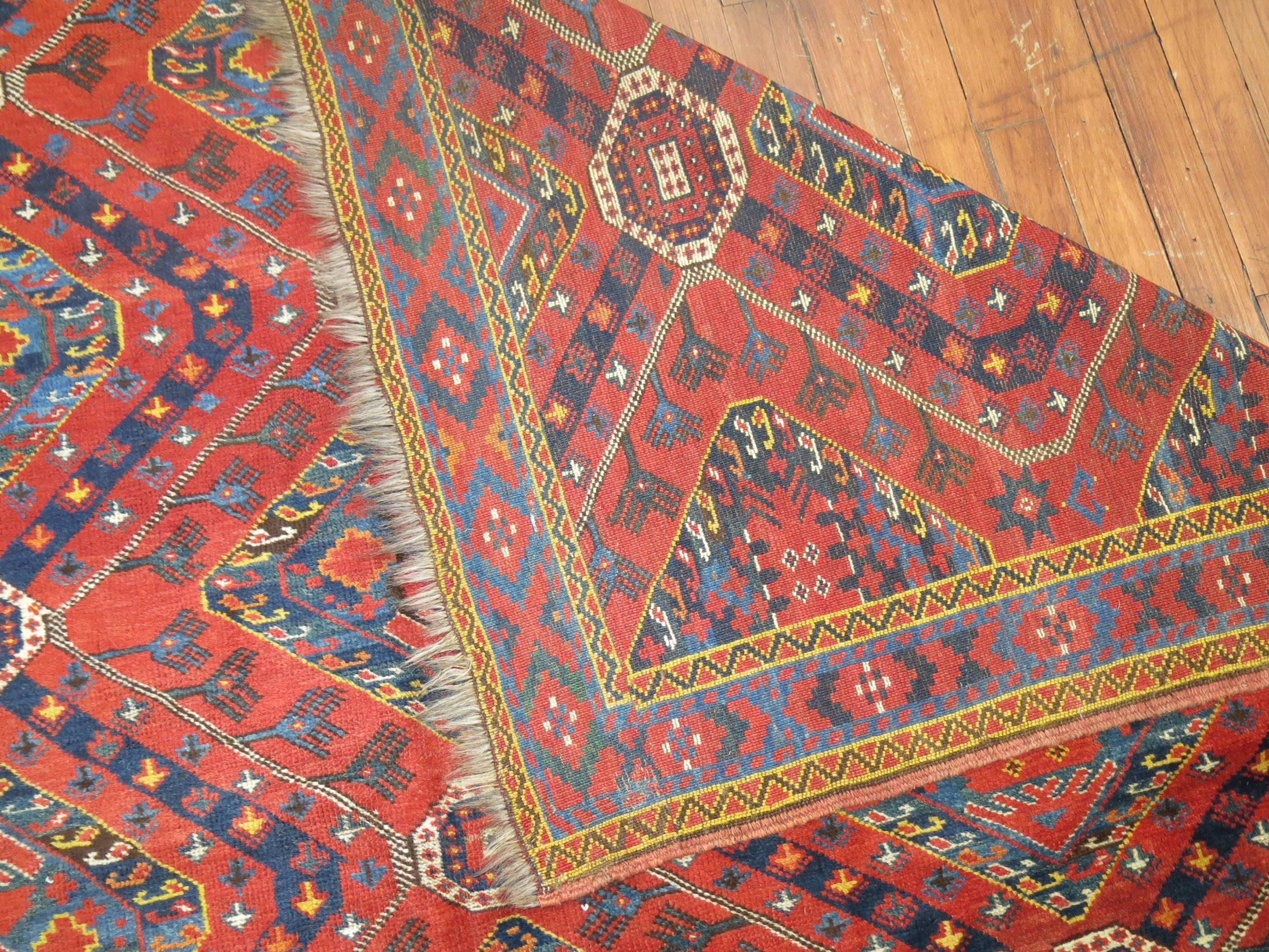 Tribal Rustic Gallery Size Antique Beshir Carpet For Sale