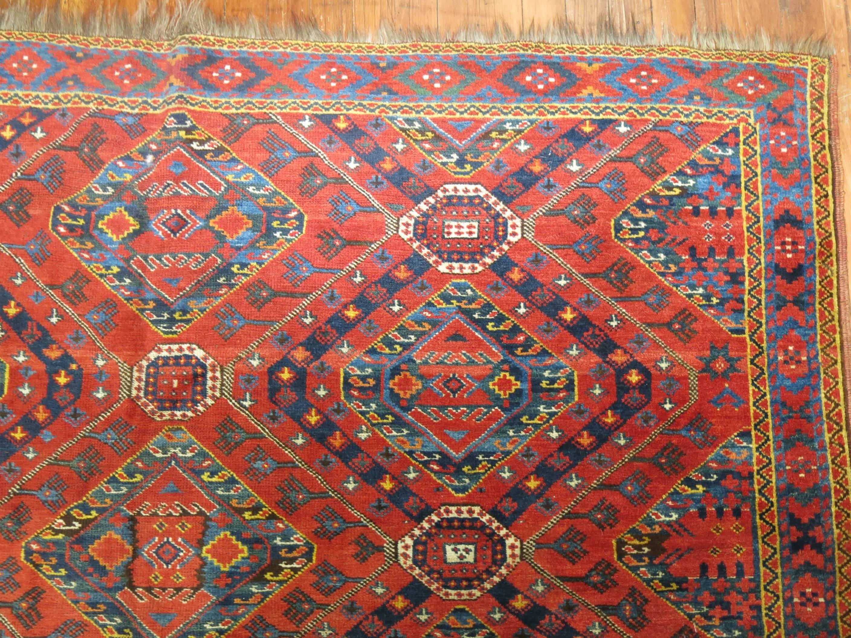 Hand-Knotted Rustic Gallery SizeAntique Beshir Carpet For Sale