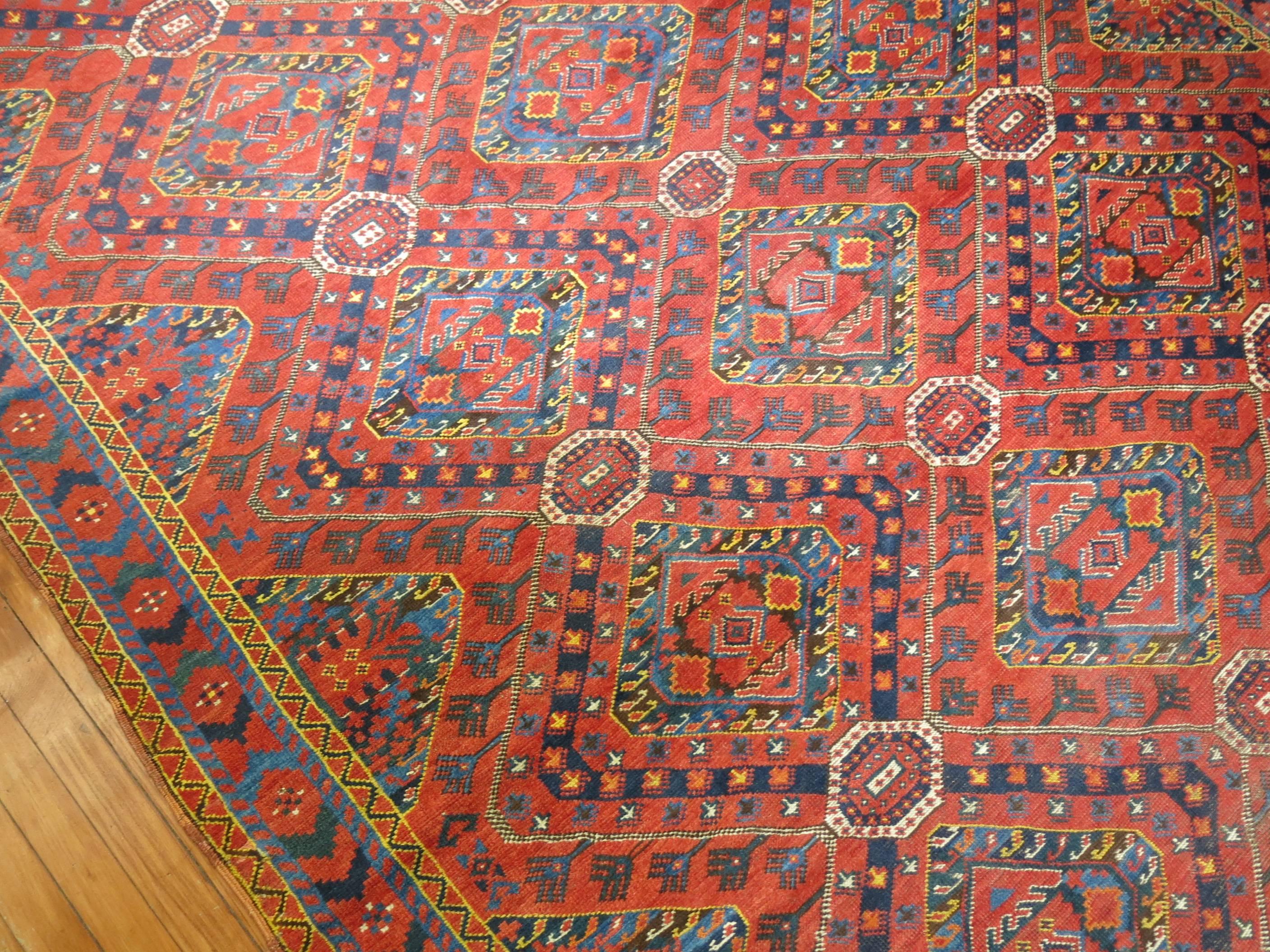 Rustic Gallery SizeAntique Beshir Carpet In Good Condition For Sale In New York, NY