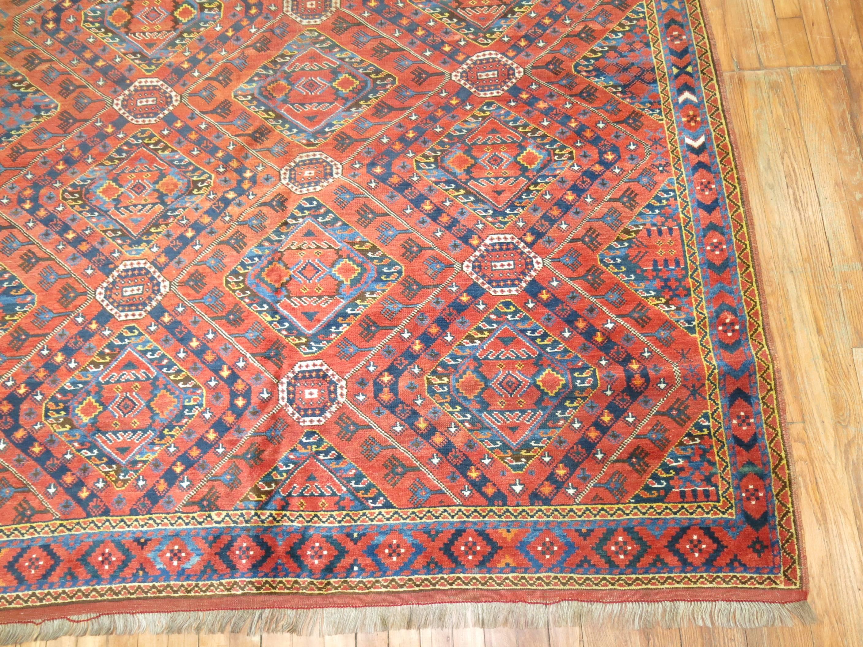 20th Century Rustic Gallery SizeAntique Beshir Carpet For Sale