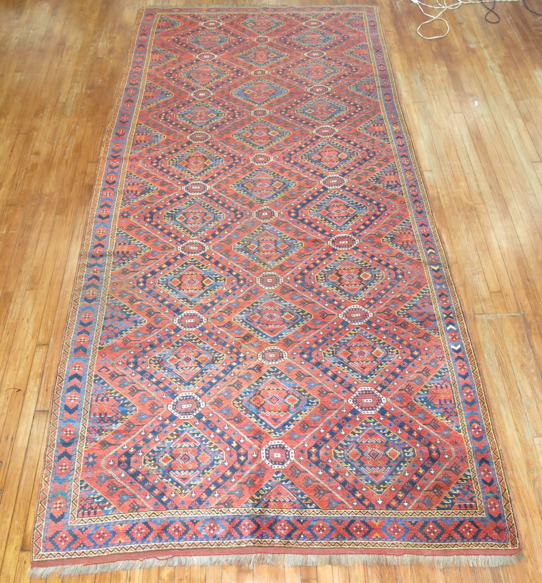 Rustic Gallery SizeAntique Beshir Carpet For Sale 1