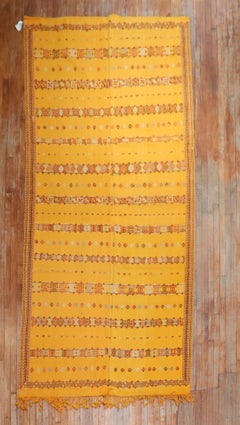 Bright Yellow Vintage Moroccan Flat-Weave Kilim