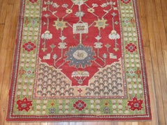 Zabihi Collection Bright Red Green Turkish Oushak Accent Size Rug