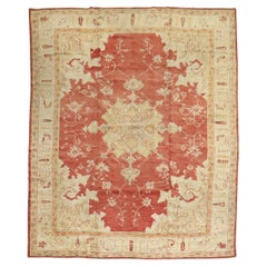 Zabihi Collection Red Antique Turkish Oushak Rug