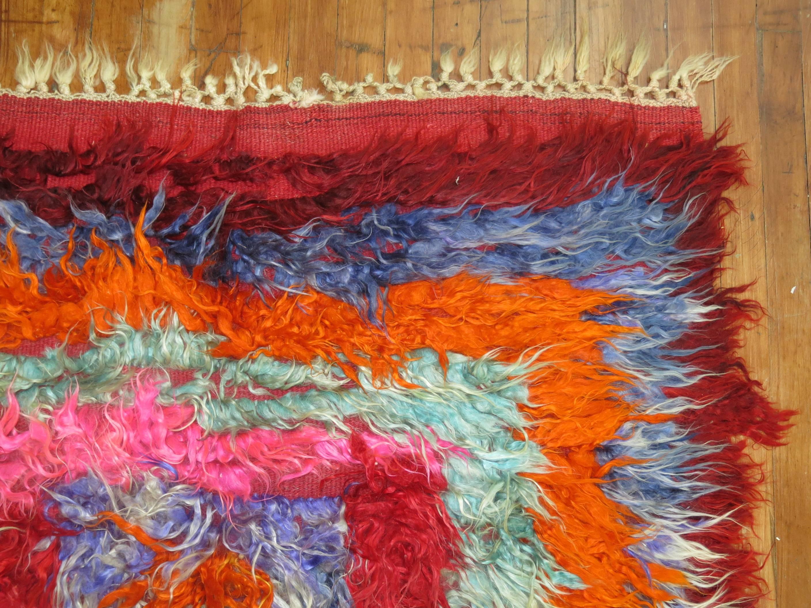 Wool Wild Vintage Turkish Tulu Bohemian Shag Rug