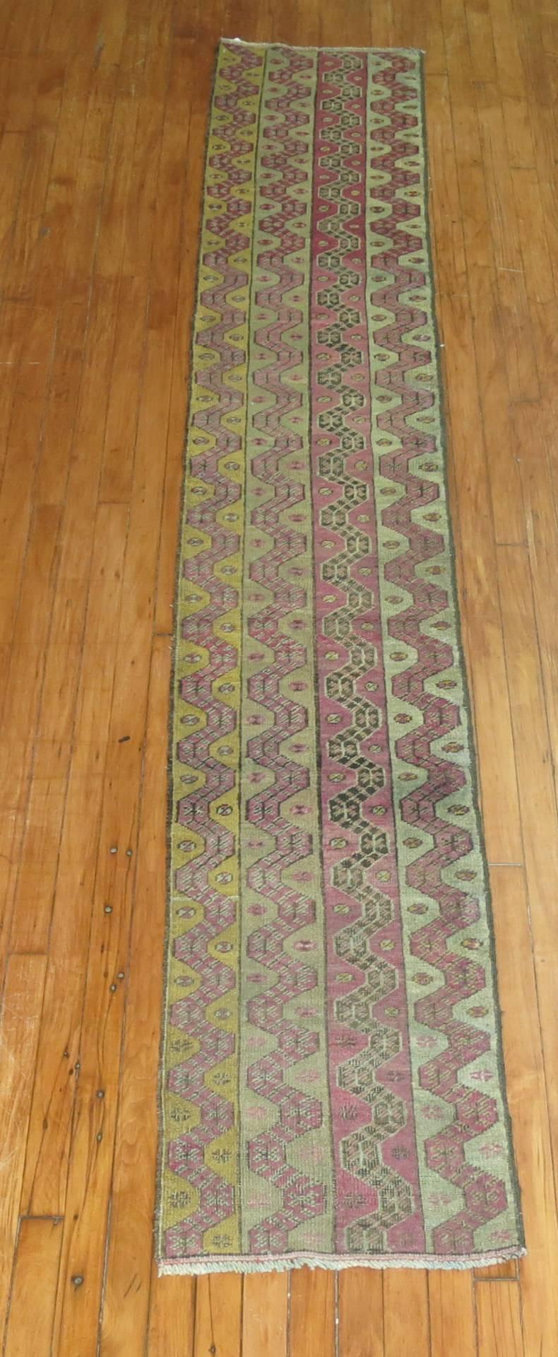 Zabihi Collection Narrow Antique Turkish Runner In Good Condition For Sale In New York, NY