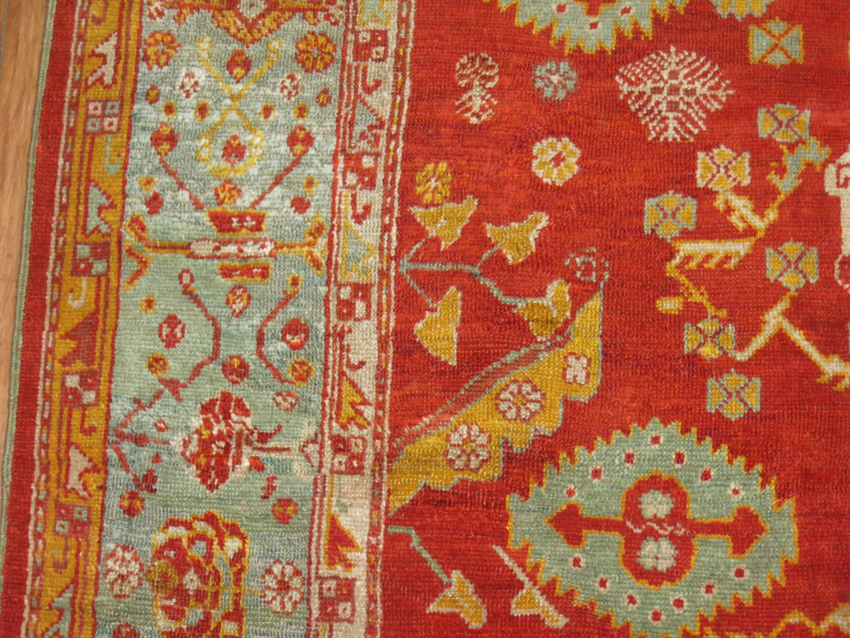 20th Century Zabihi Collection Room Size Angora Antique Oushak Rug For Sale