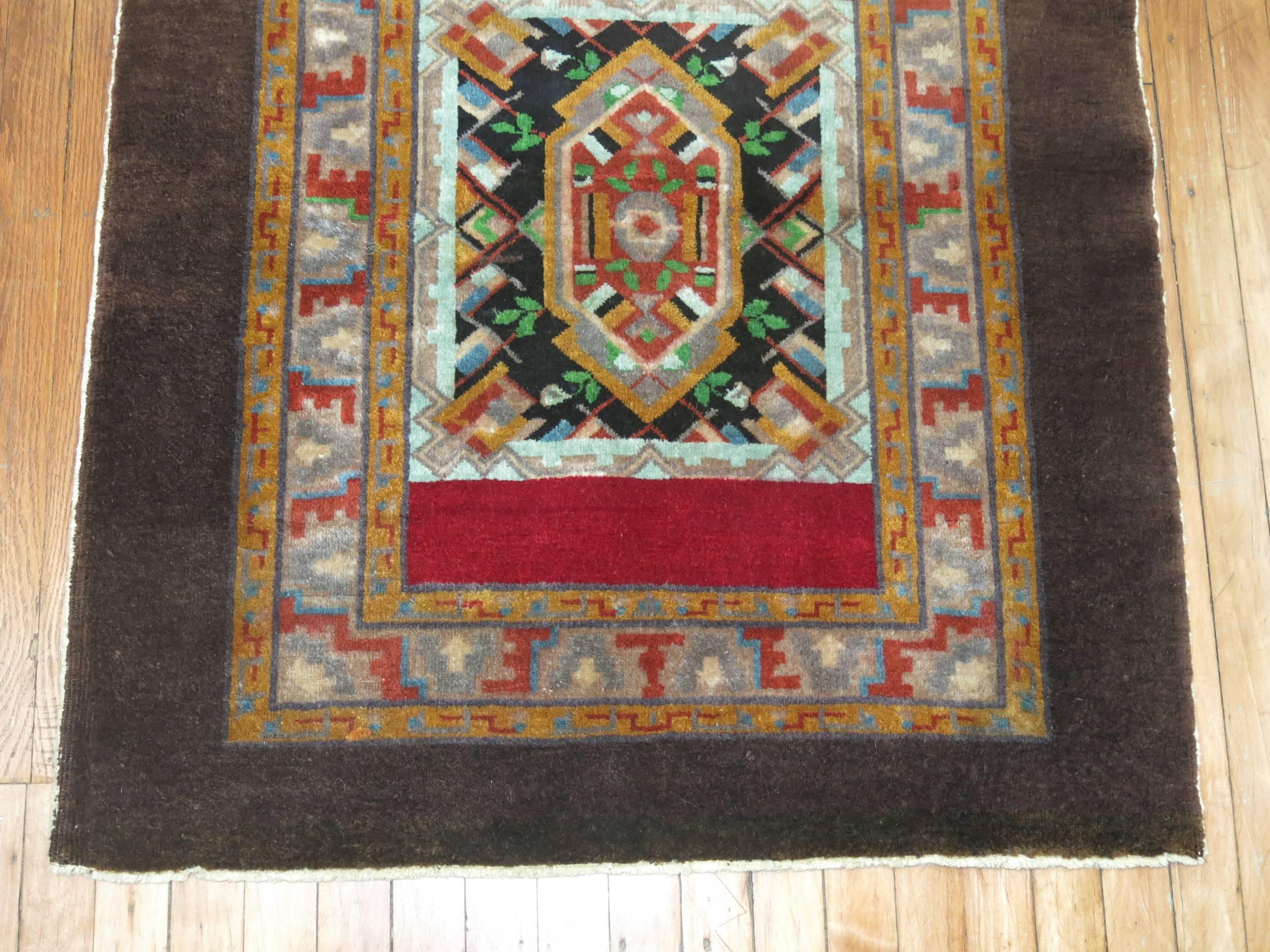 Square Size Turkish Throw Rug In Good Condition For Sale In New York, NY