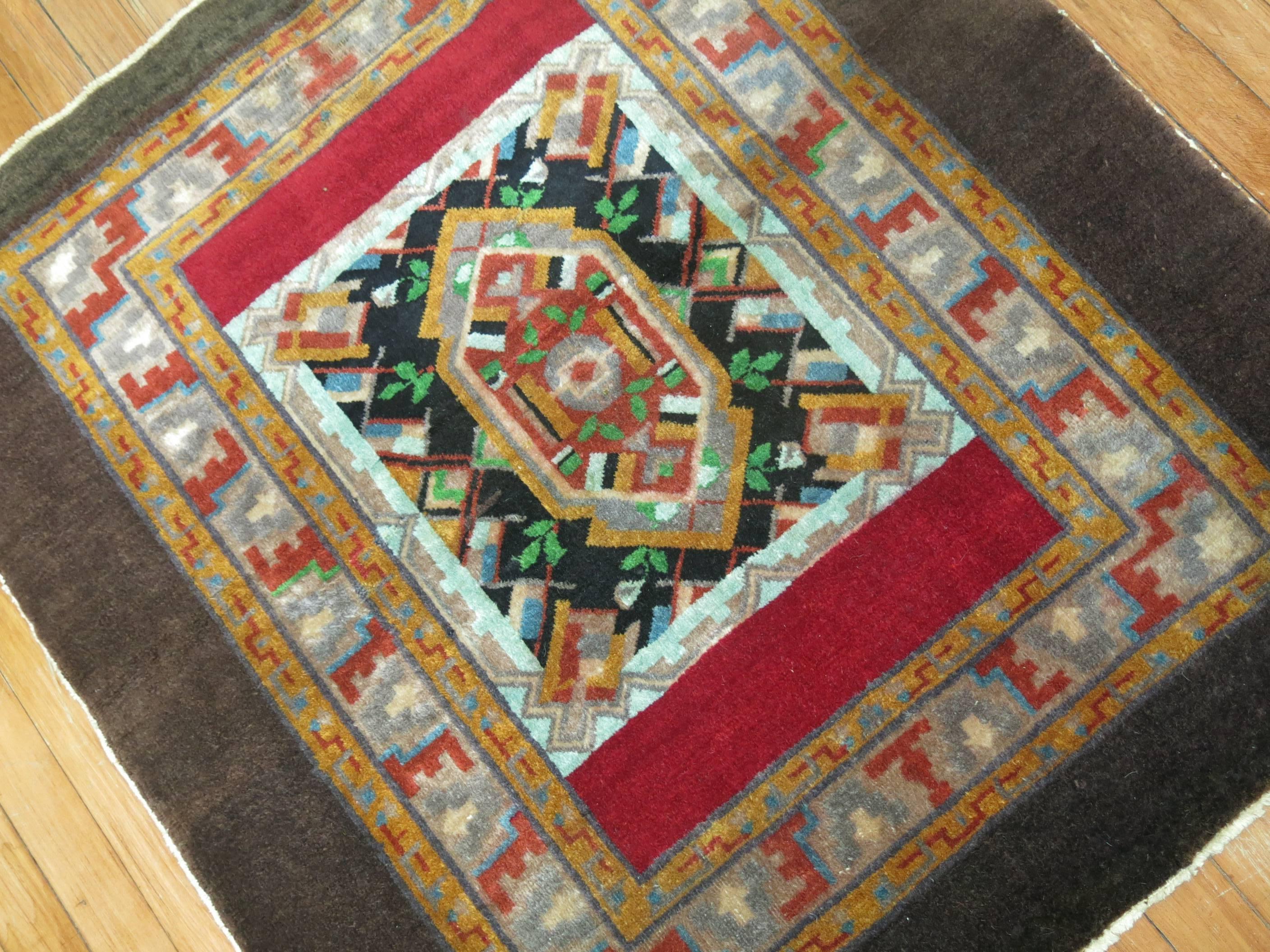 A fascinating Turkish small rug with a design we haven't seen before.

3'1'' x 3'5''