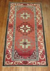 Zabihi Collection Red Vintage Turkish Rug Inspired by 19th Century Khotan Rugs